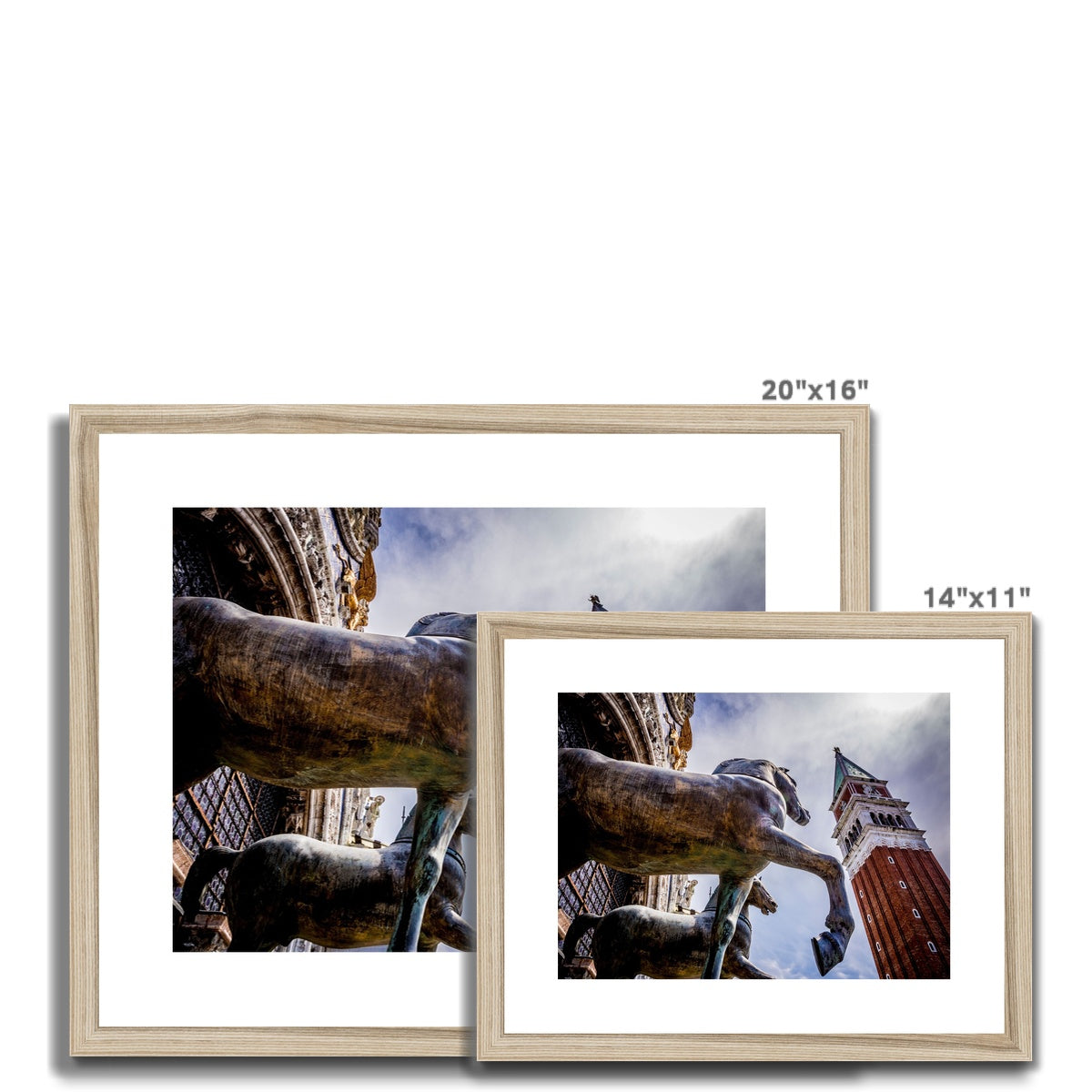 Horses of Saint Mark statues on the balcony of St Marks's basilica in Venice, Italy. Framed & Mounted Print