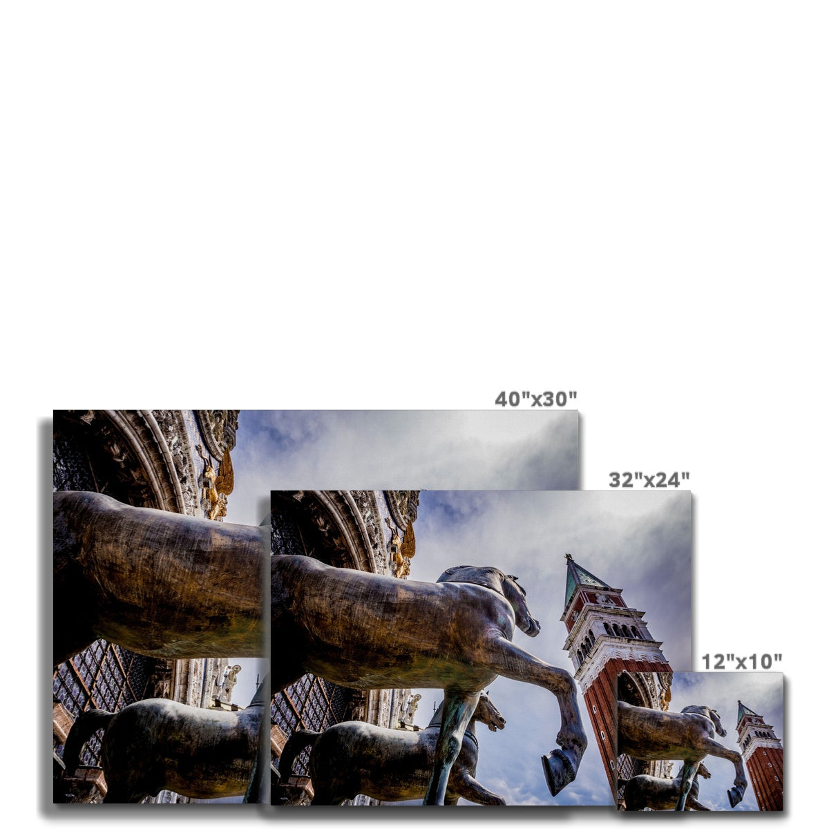 Horses of Saint Mark statues on the balcony of St Marks's basilica in Venice, Italy. Canvas