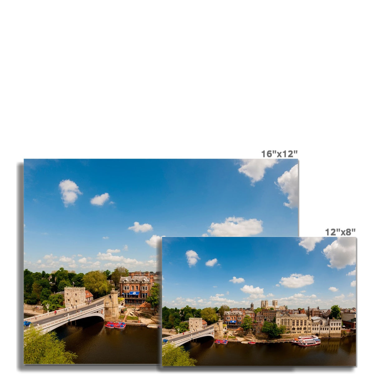 River Ouse in York with Lendal Tower, Lendal Bridge, The Guildhall and York Minster. Fine Art Print