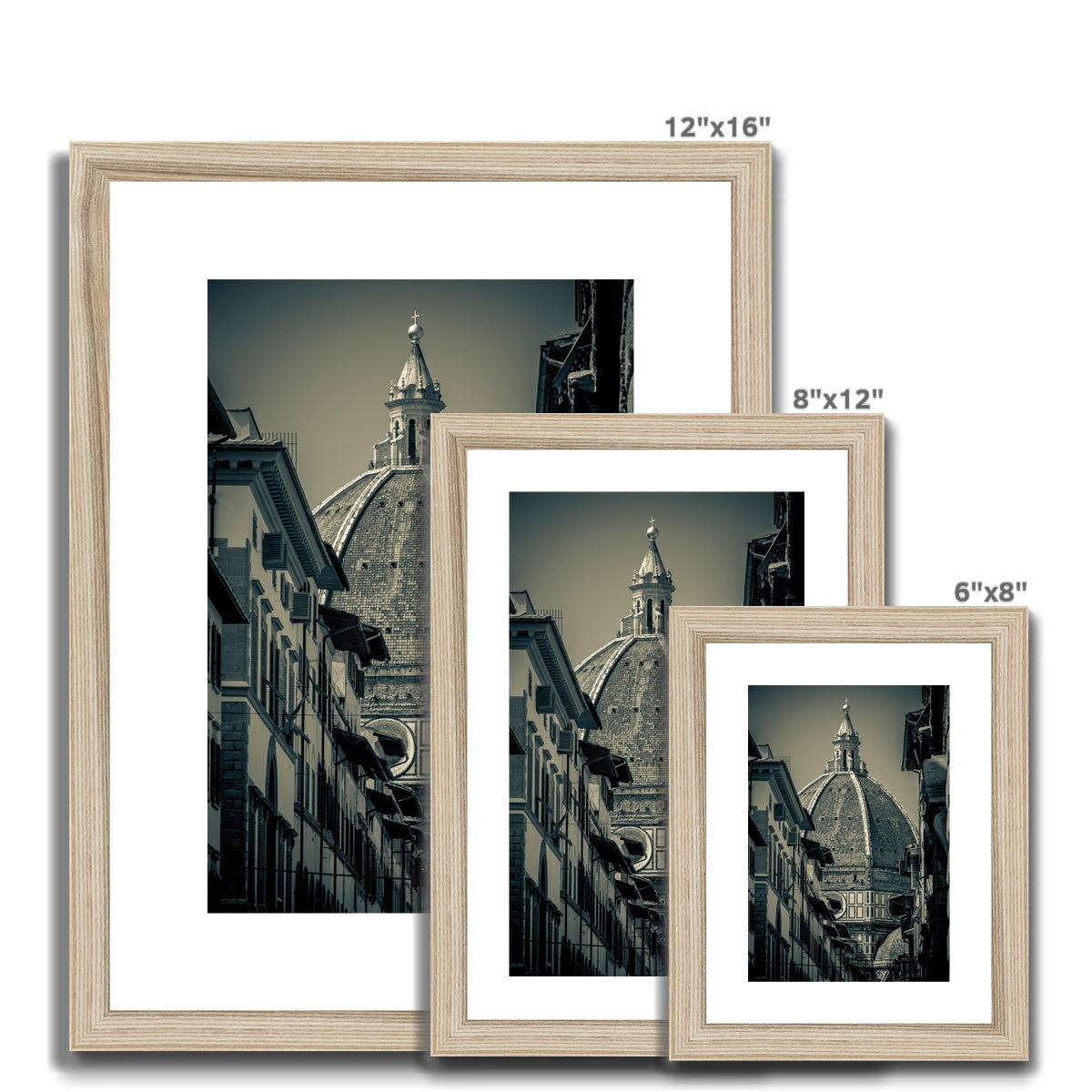 Florence Cathedral ( Duomo ) with dome designed by Filippo Brunelleschi. Italy. Framed & Mounted Print