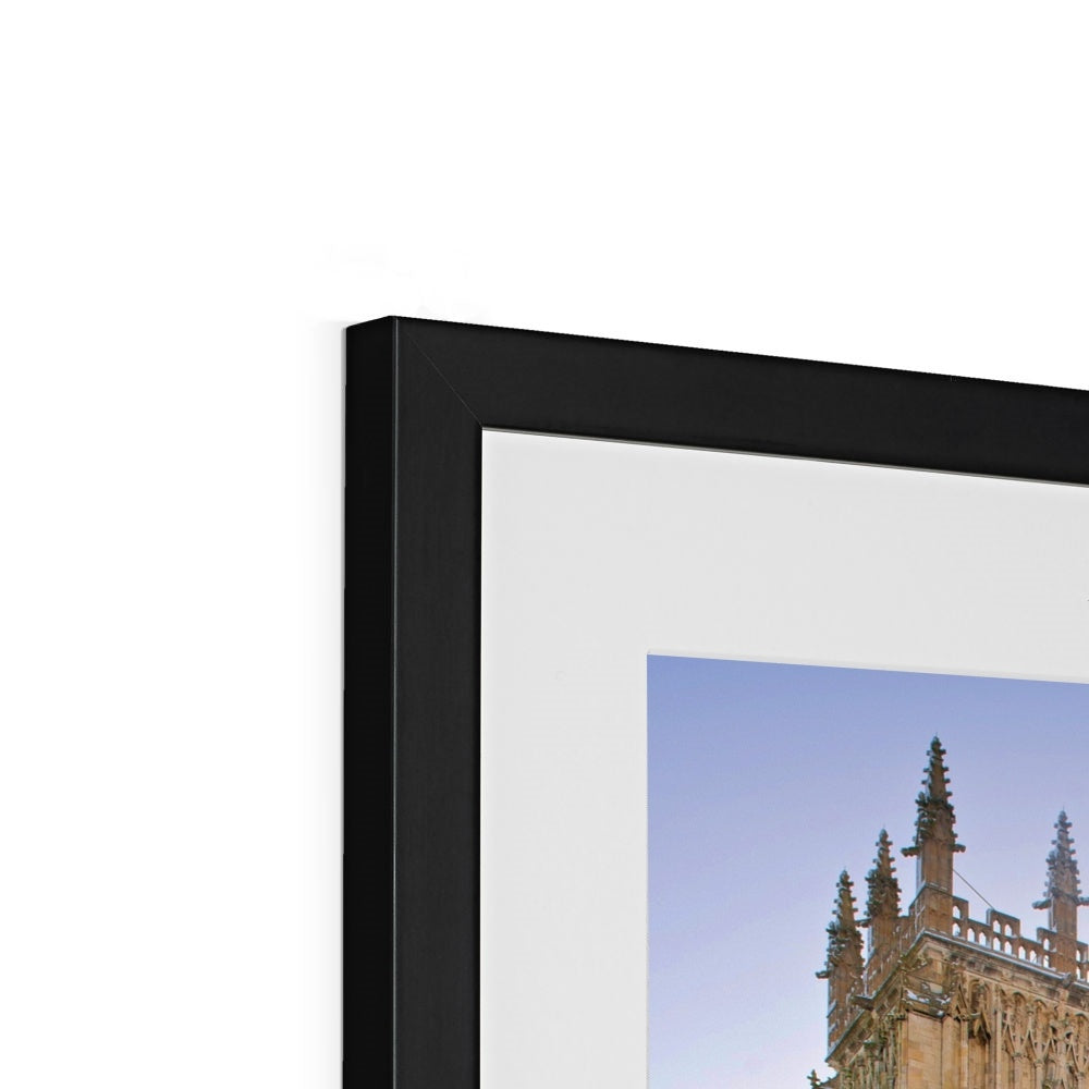 York Minster in the snow seen from Precentors Court. York, UK. Framed & Mounted Print