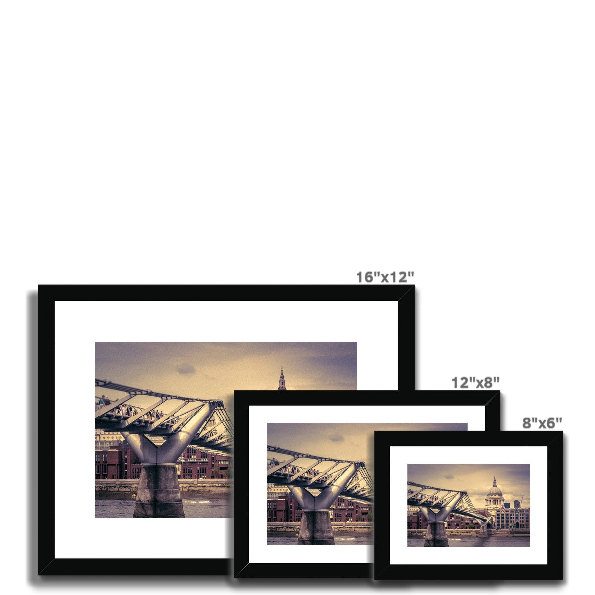 Millennium Bridge and St Paul's Cathedral, London. Framed & Mounted Print