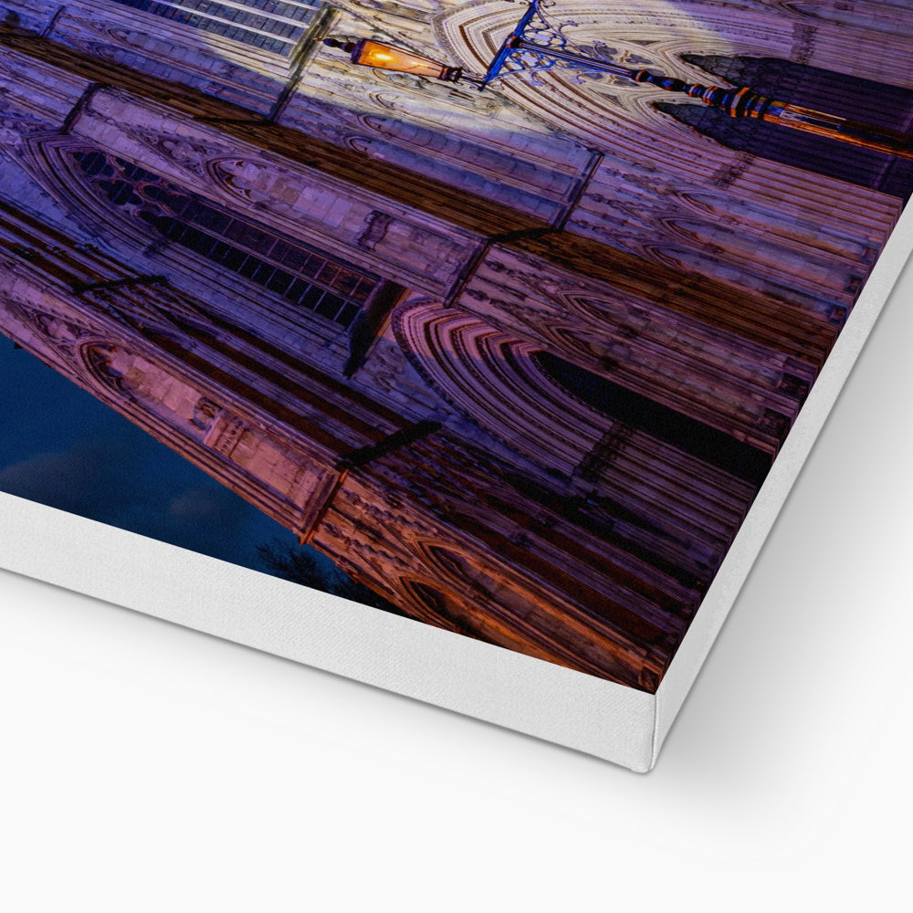 York Minster cathedral with Christmas illuminations, York, UK. Canvas