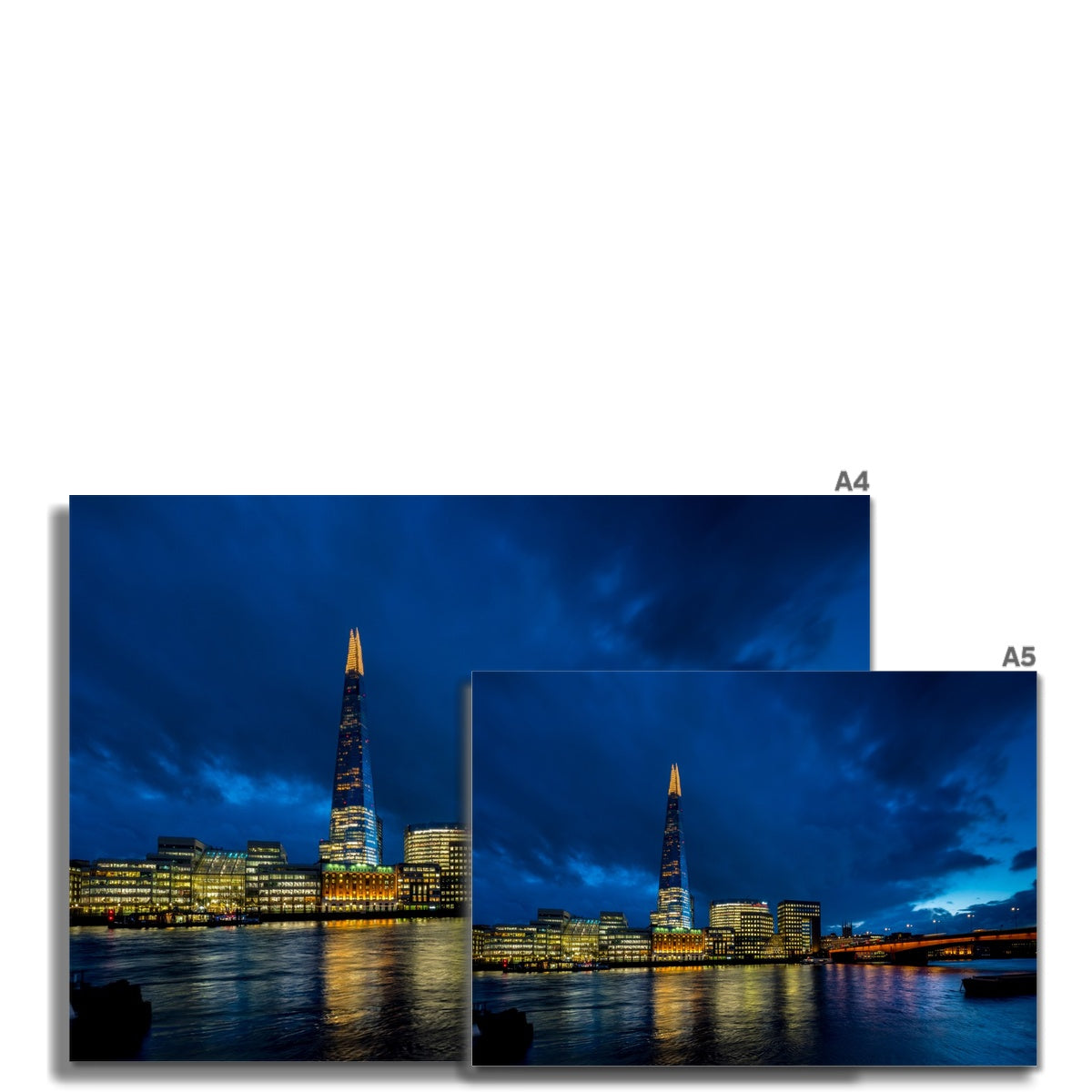 The Shard and river Thames at dusk, London. Fine Art Print