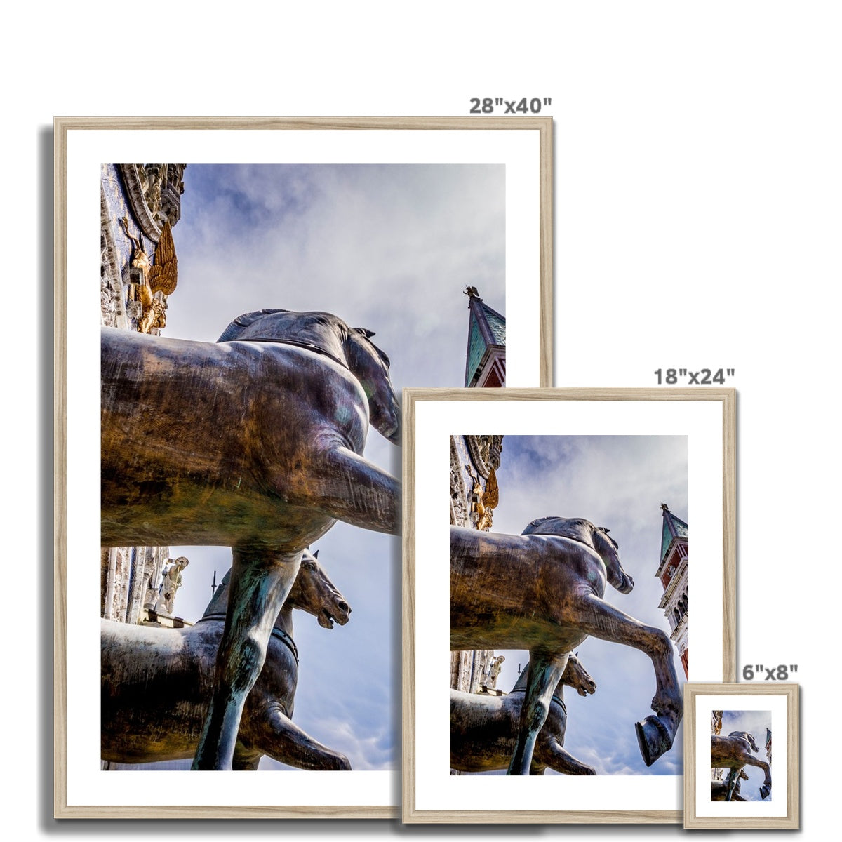 Horses of Saint Mark statues on the balcony of St Marks's basilica in Venice, Italy. Framed & Mounted Print