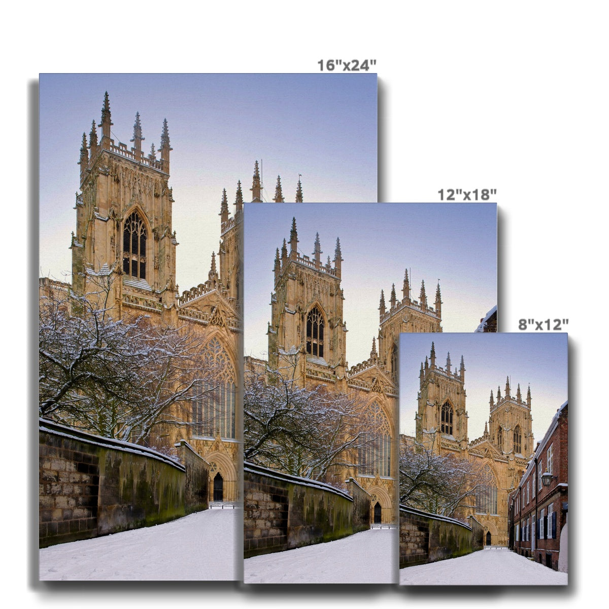 York Minster in the snow seen from Precentors Court. York, UK. Canvas