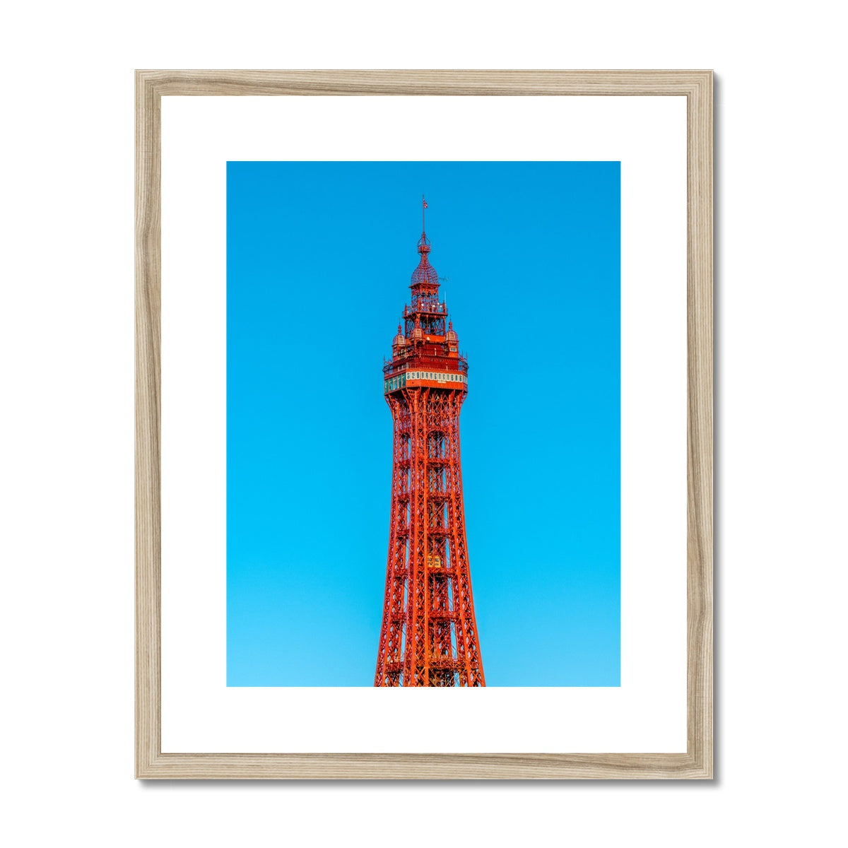 Blackpool Tower with a cloudless blue sky. UK Framed & Mounted Print