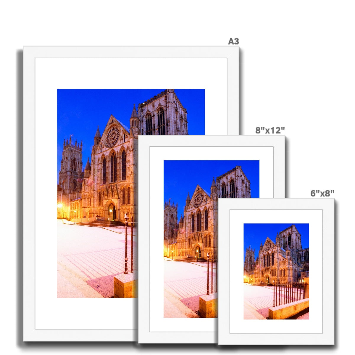 York Minster in the snow, York, UK. Framed & Mounted Print