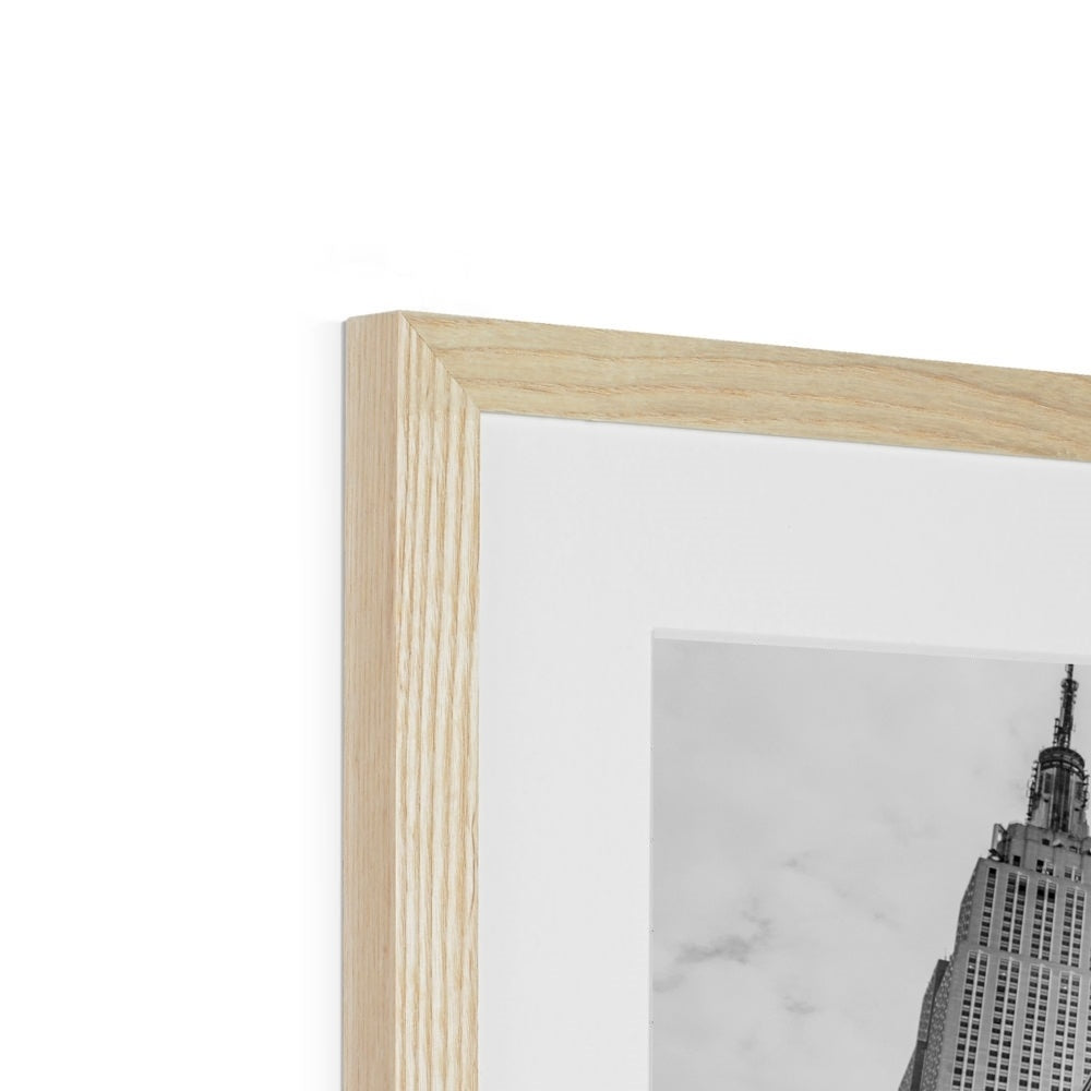 NYPD patrol car with Empire State Building on W 34th St, New York City, USA. Framed & Mounted Print