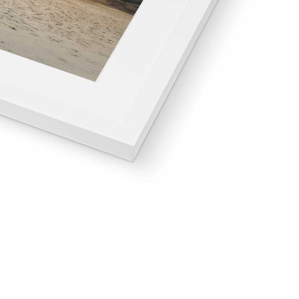 Whitby Abbey at sunset in the snow, Whitby, UK. Framed & Mounted Print