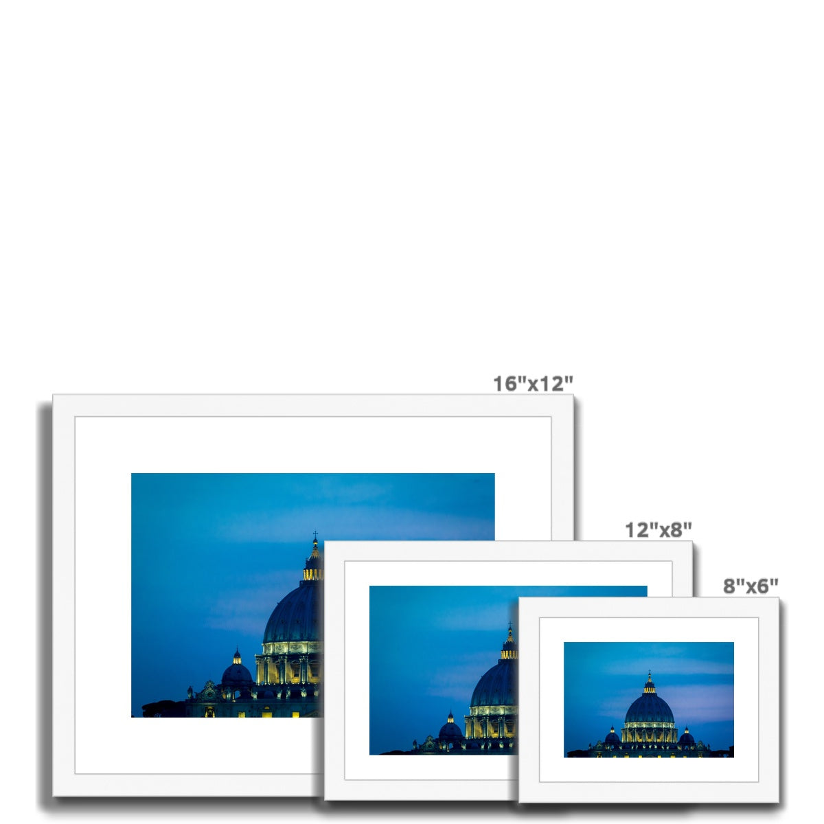 St Peter's Basilica. Vatican City at night, Rome, Italy. Framed & Mounted Print