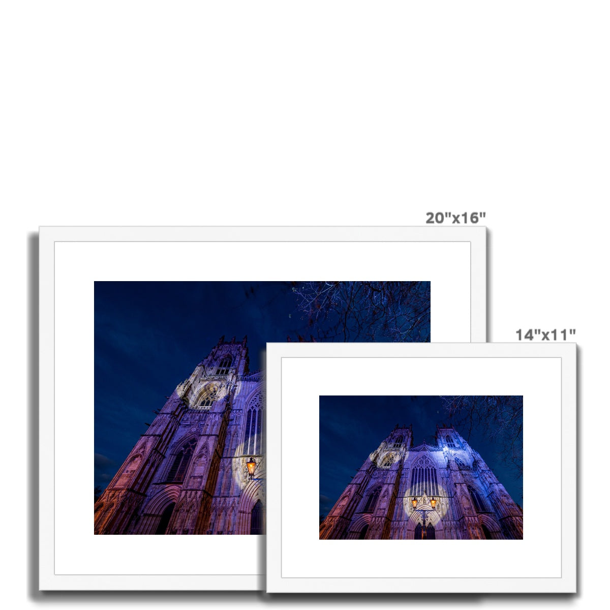 York Minster cathedral with Christmas illuminations, York, UK. Framed & Mounted Print