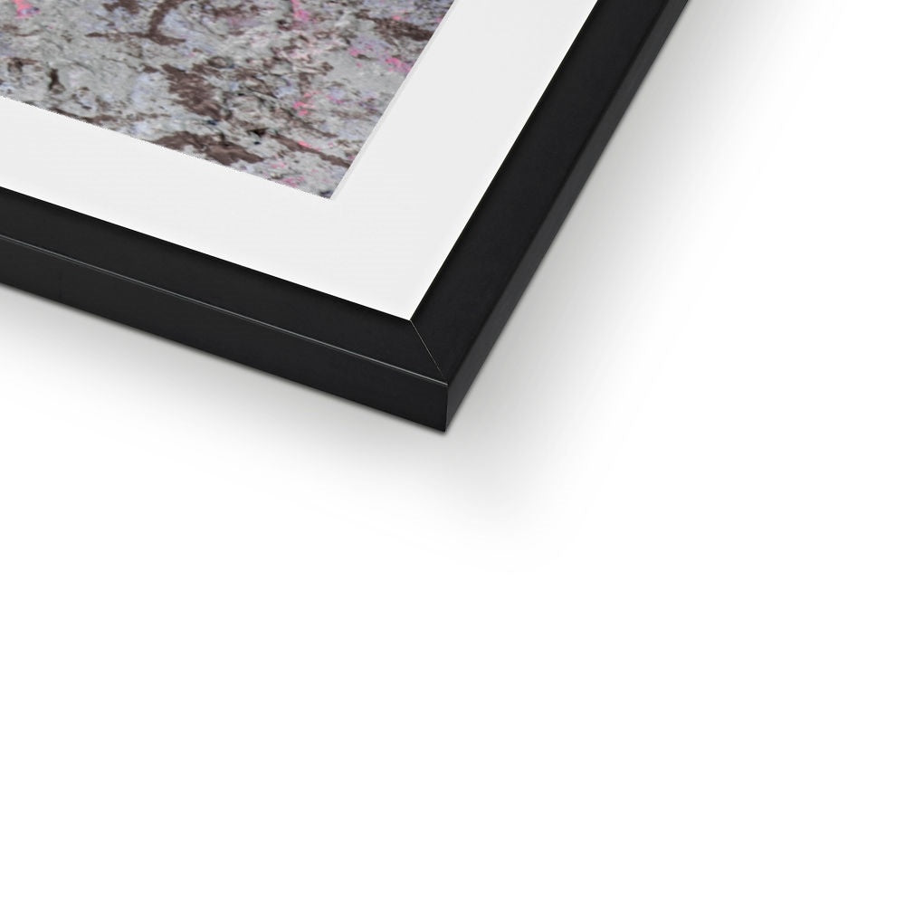 Flat lay: bowl of frozen blueberries  Framed & Mounted Print