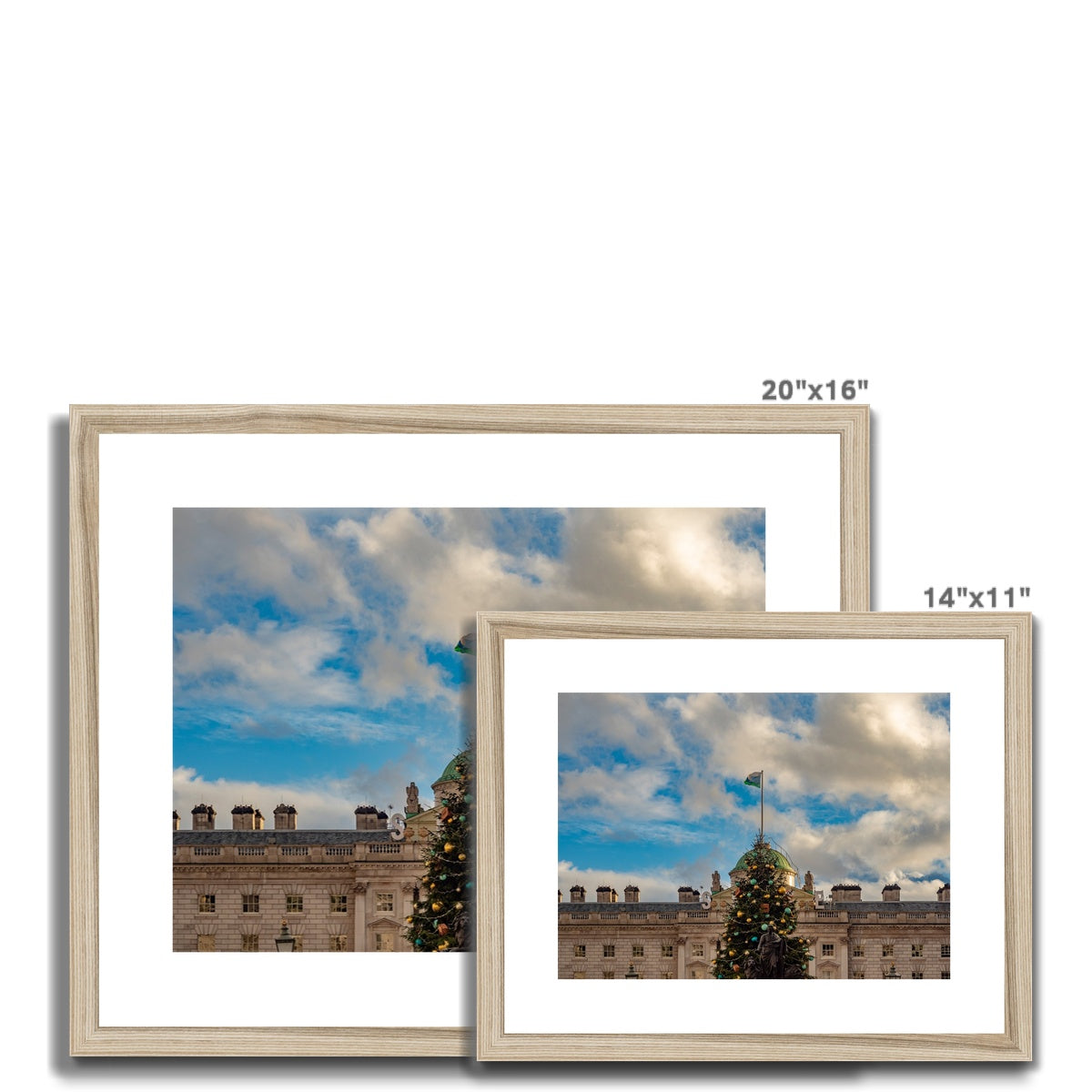 Christmas tree outside Somerset House, London. UK. Framed & Mounted Print
