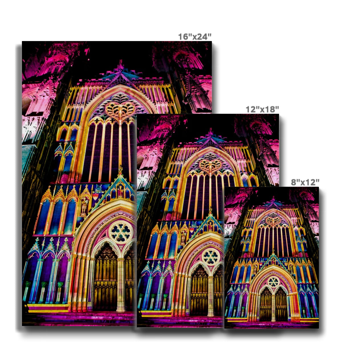 West front of York Minster, Illuminating York Festival. Canvas