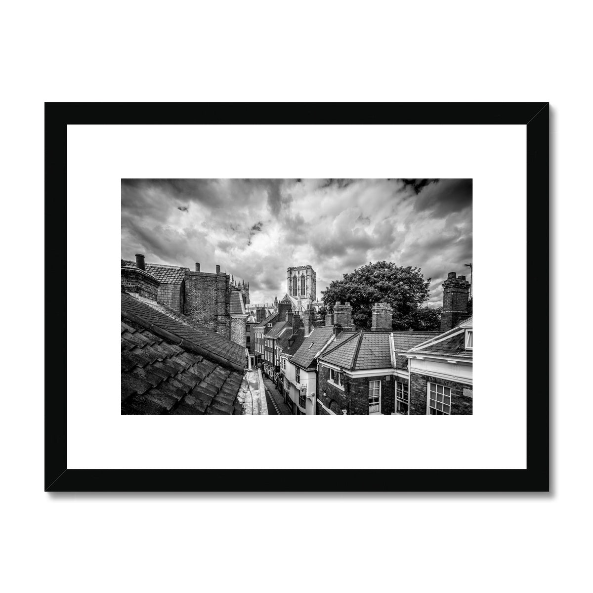 York Minster and rooftops Framed & Mounted Print