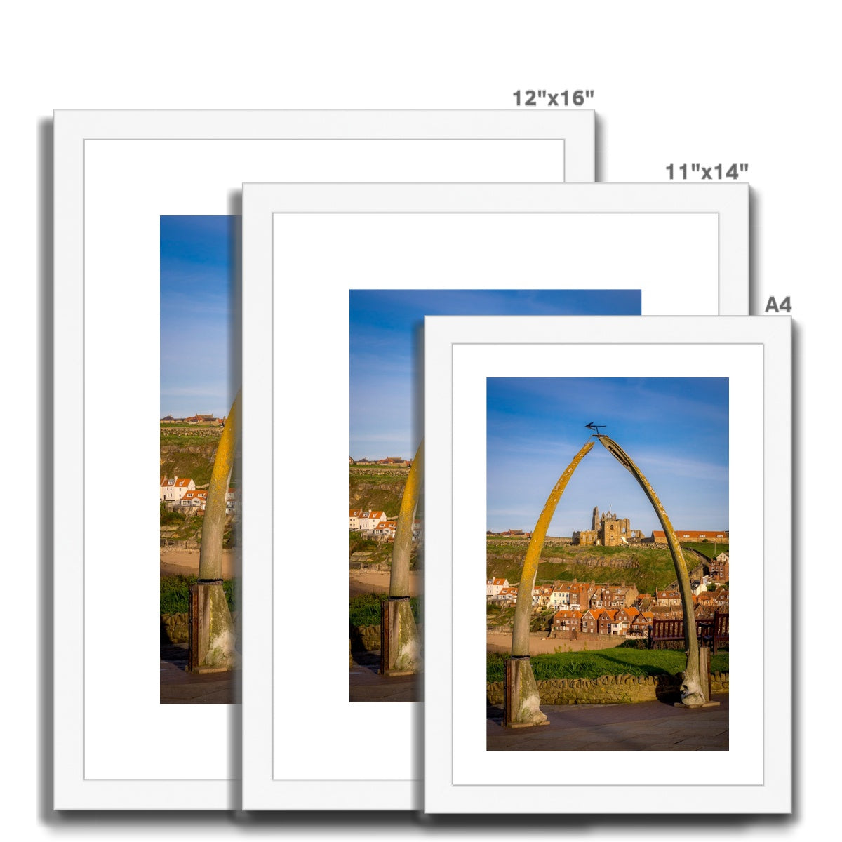 St Mary's Church viewed through the whalebone arch, Whitby, UK. Framed & Mounted Print