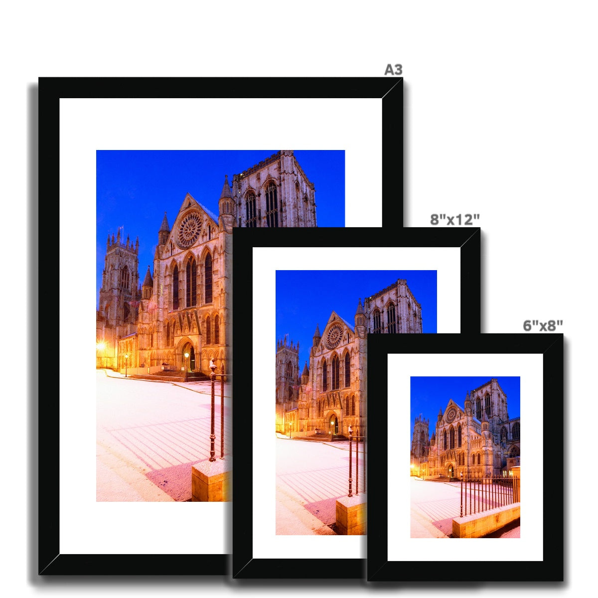 York Minster in the snow, York, UK. Framed & Mounted Print
