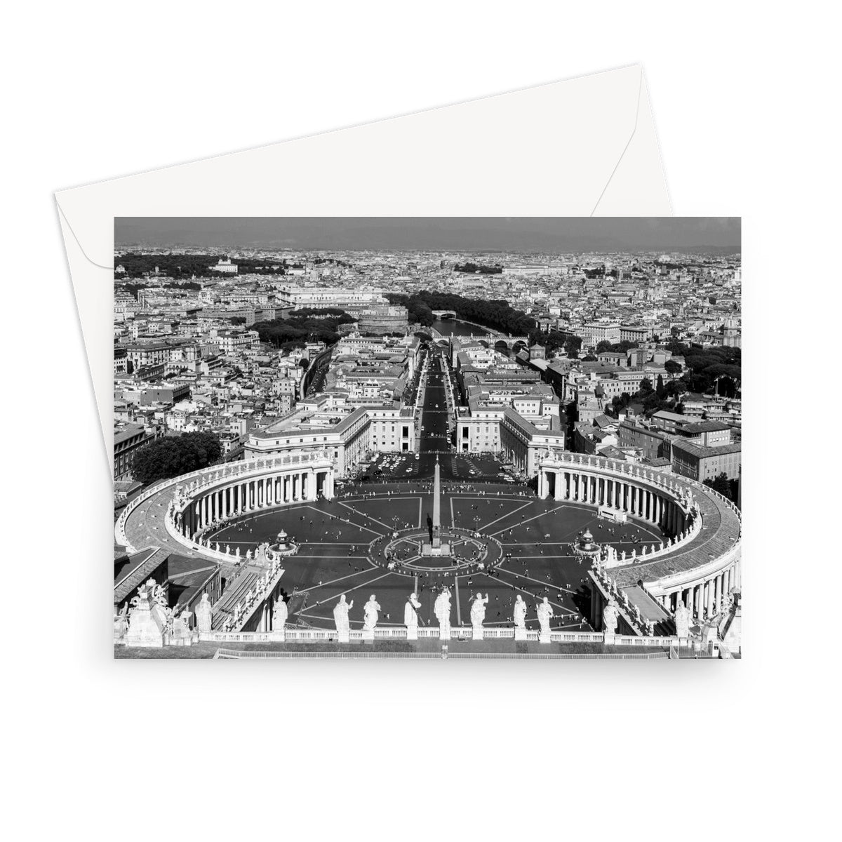 View of St Peter's Square from the dome of St. Peter's Basilica. Vatican City, Rome, Italy. Greeting Card