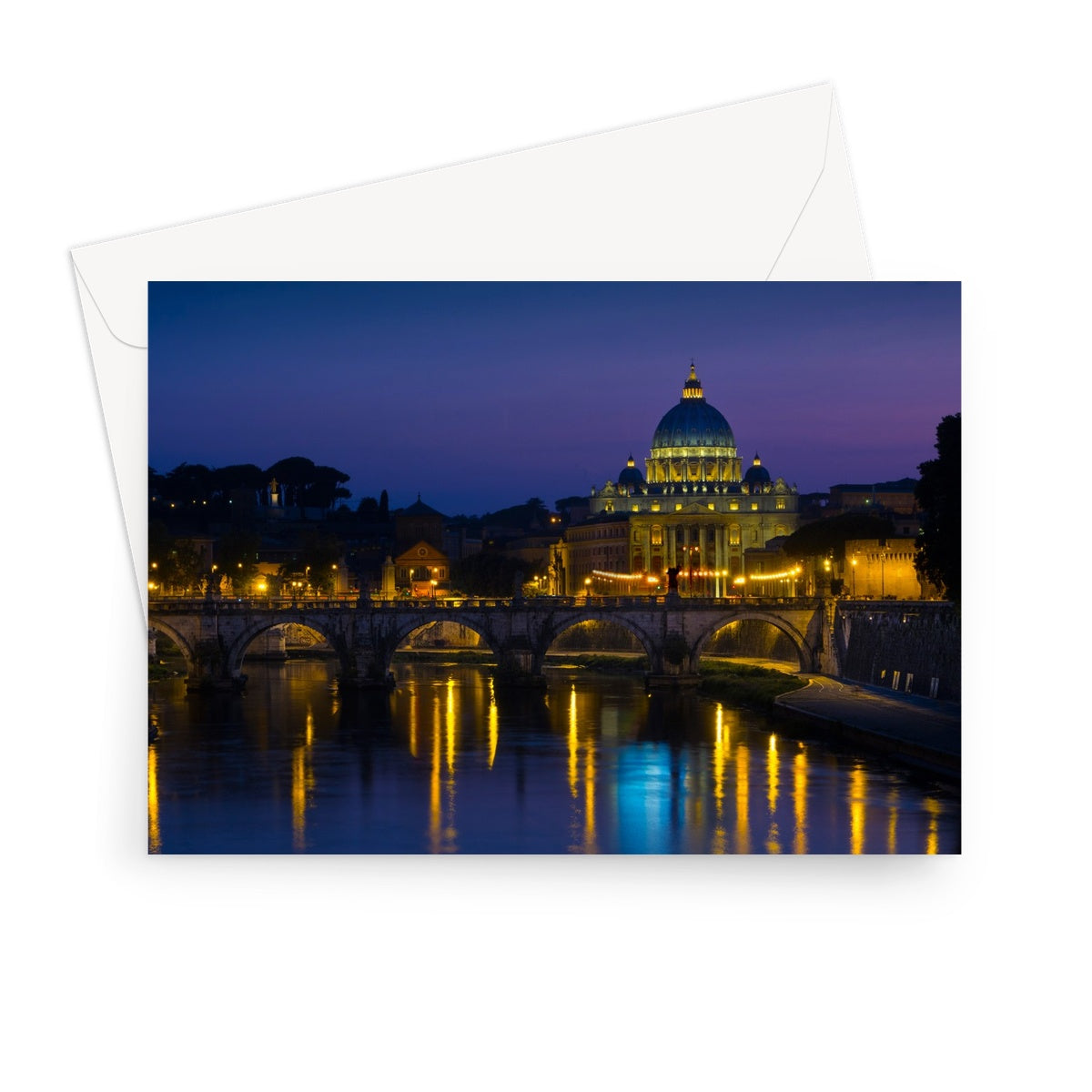 St Peter's Basilica, Vatican City at night, Rome, Italy. Greeting Card