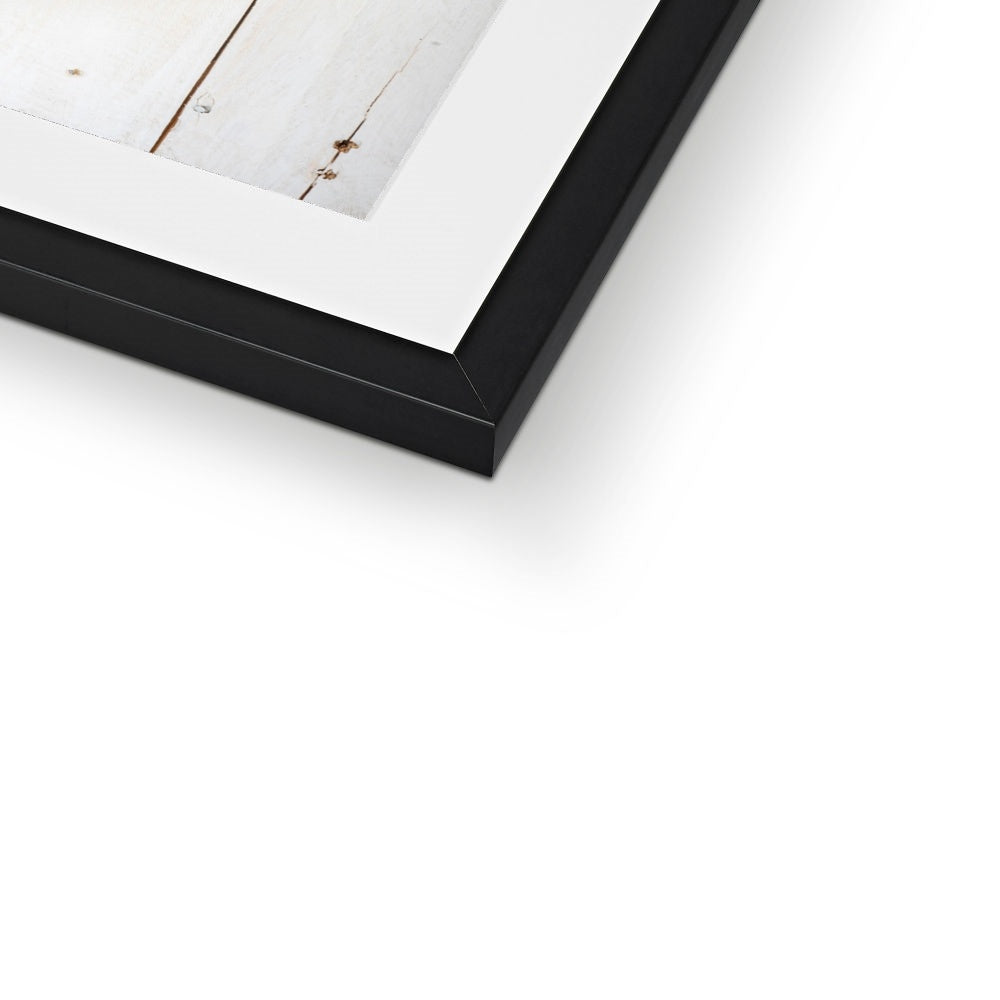 Flat lay of fresh fruit and vegetables on a modern rustic background Framed & Mounted Print