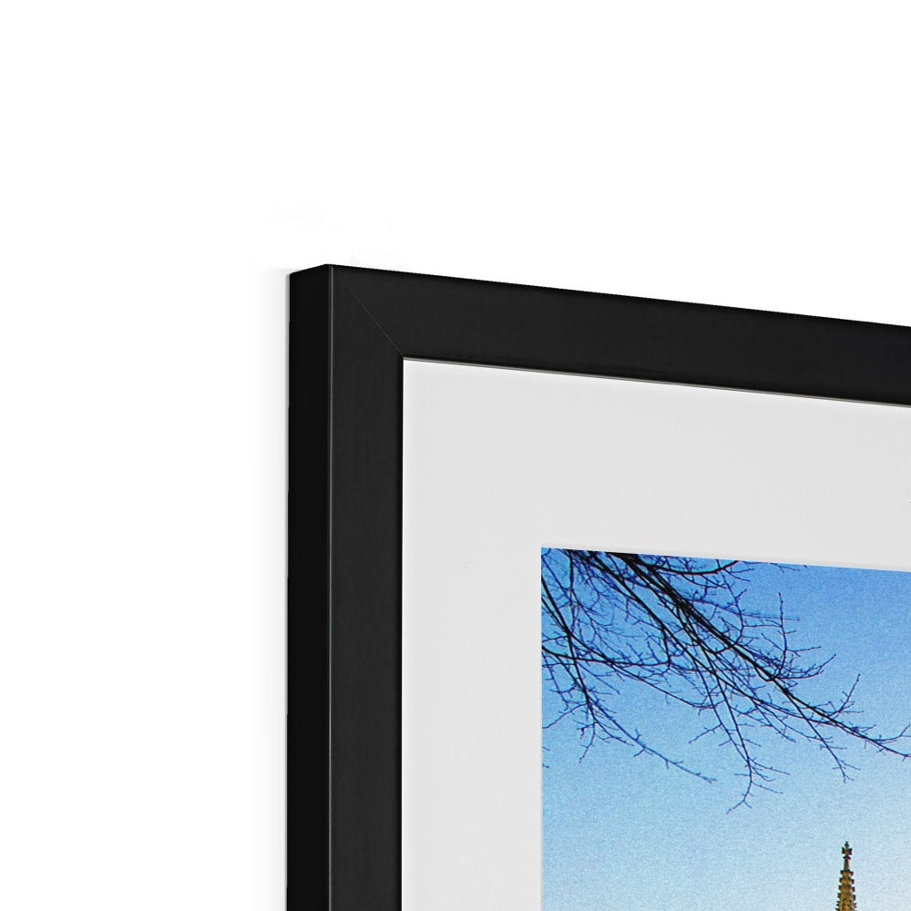 York Minster with College Green and College Street in the snow, York, North Yorkshire, UK Framed & Mounted Print