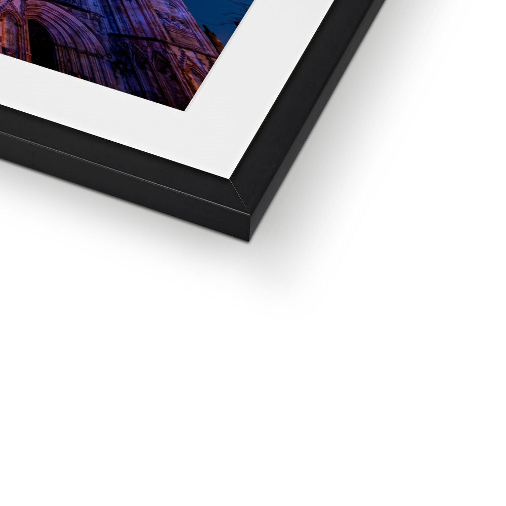 York Minster cathedral with Christmas illuminations, York, UK. Framed & Mounted Print
