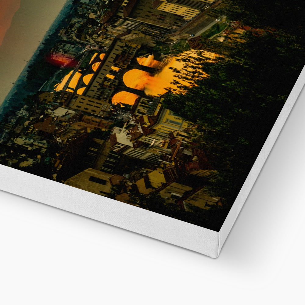 Ponte Vecchio at sunset and the river Arno. Florence, Italy. Canvas
