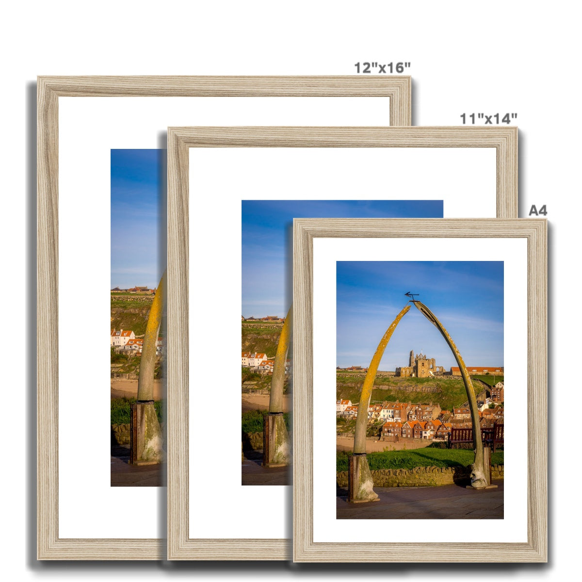 St Mary's Church viewed through the whalebone arch, Whitby, UK. Framed & Mounted Print