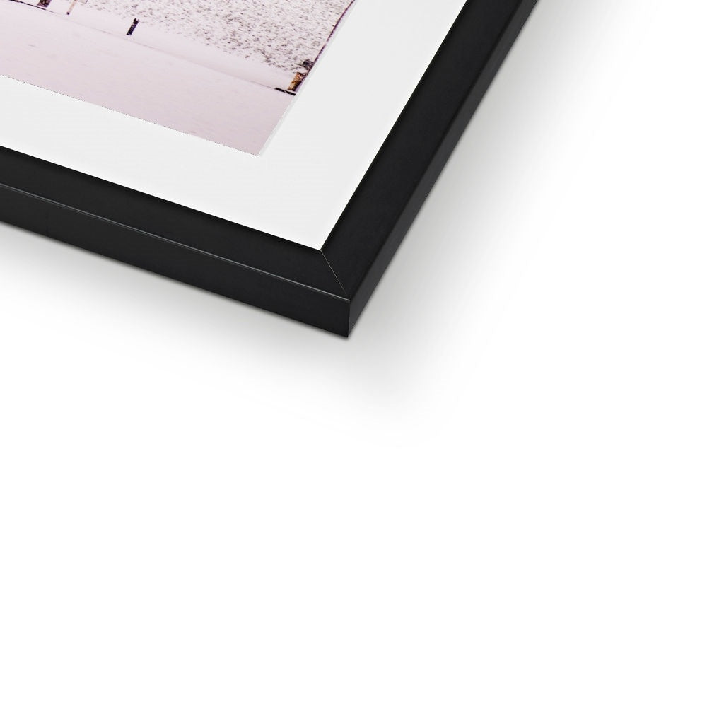 Clifford's Tower in snow blizzard, York, UK Framed & Mounted Print