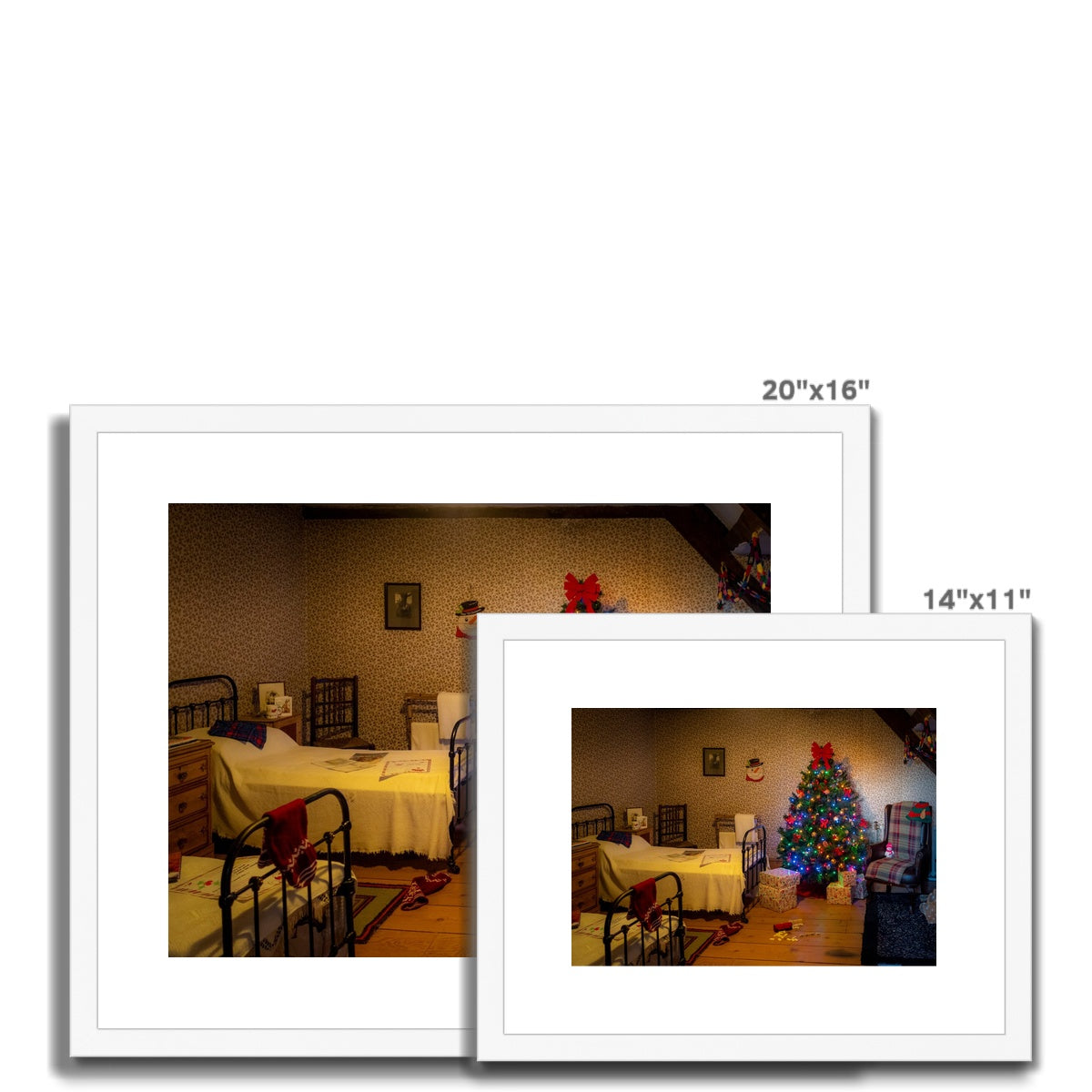 Traditional children's bedroom at Christmas. Framed & Mounted Print