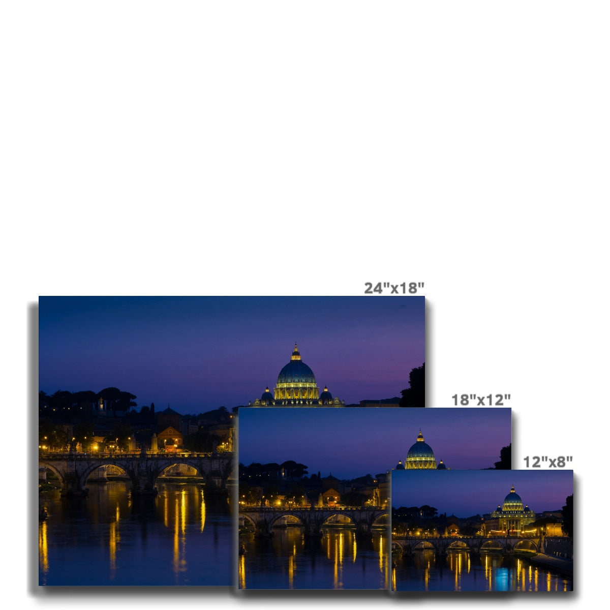 St Peter's Basilica, Vatican City at night, Rome, Italy. Canvas