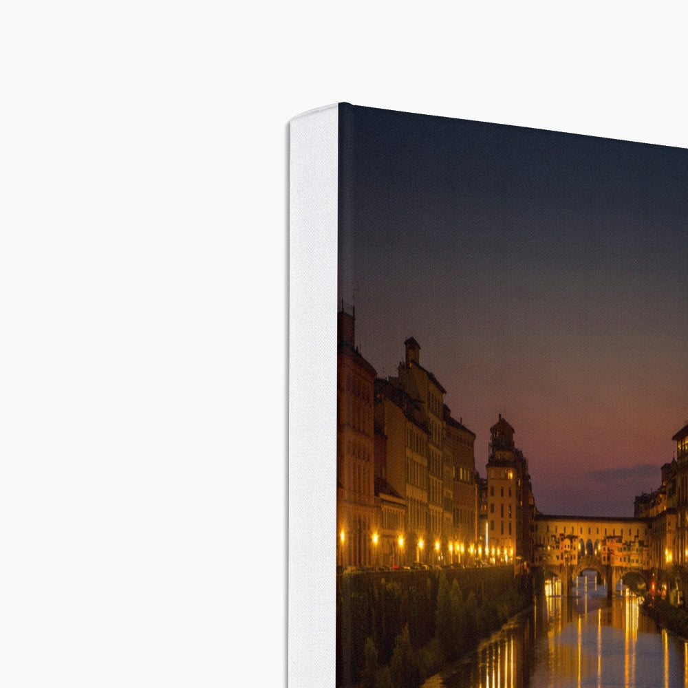 Ponte Vecchio at sunset and the river Arno. Florence, Italy. Canvas