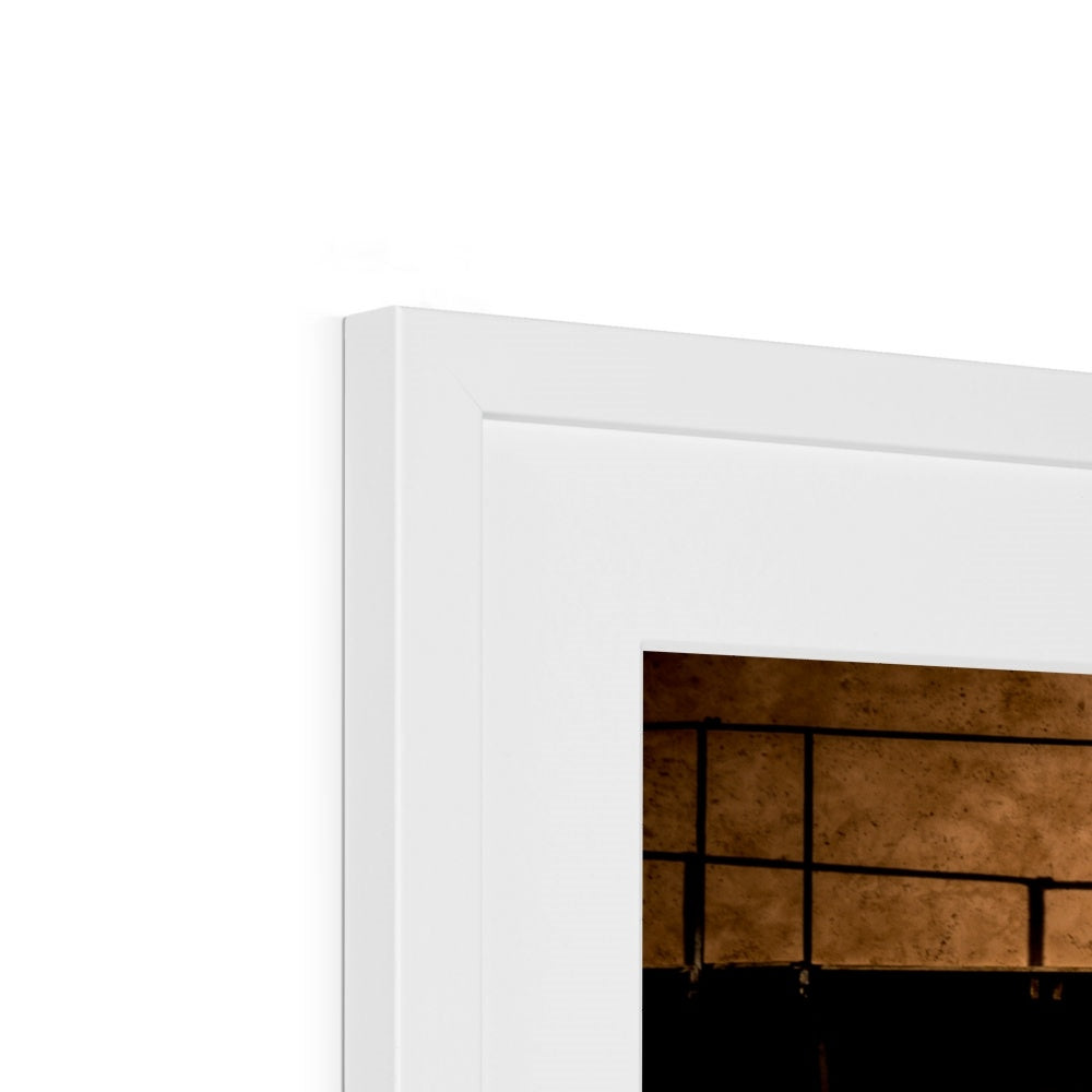 Street lamp and shadow on rendered building wall, Rome, Italy. Framed & Mounted Print