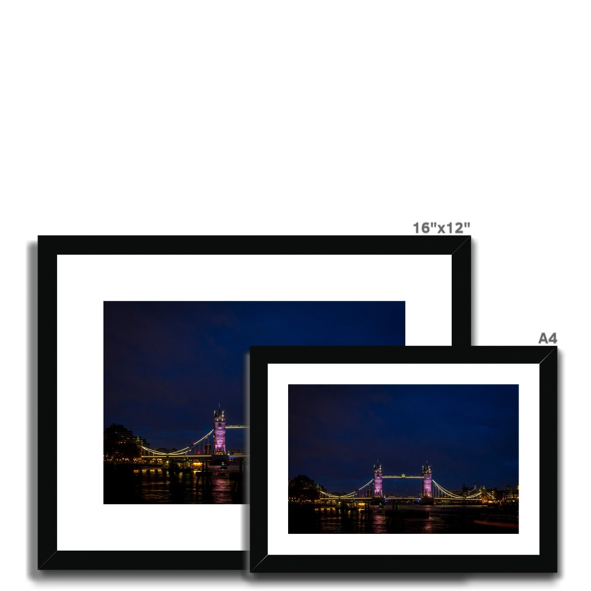 Tower Bridge over the river Thames at dusk, London. Framed & Mounted Print