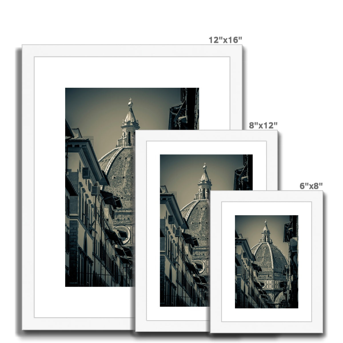 Florence Cathedral ( Duomo ) with dome designed by Filippo Brunelleschi. Italy. Framed & Mounted Print
