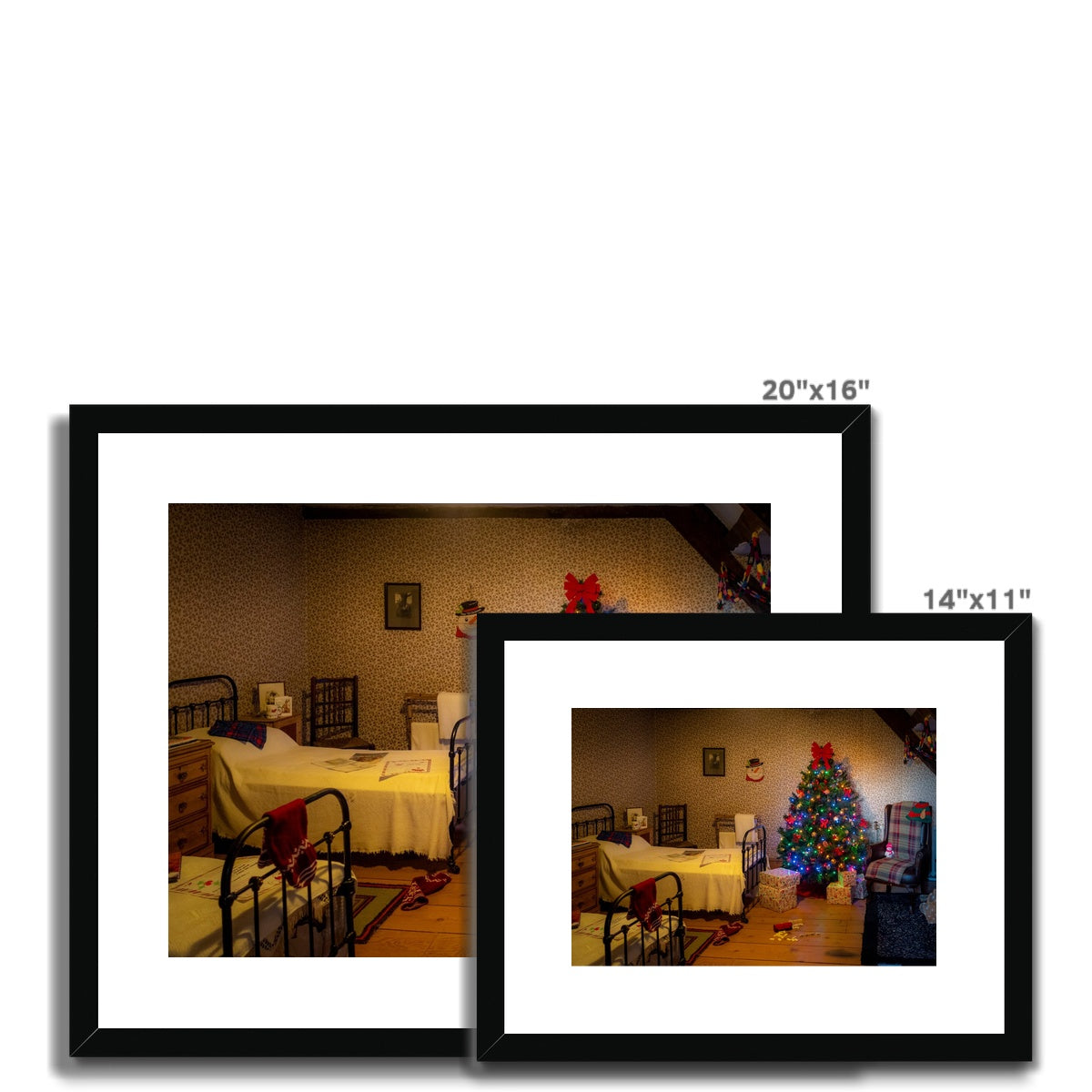Traditional children's bedroom at Christmas. Framed & Mounted Print