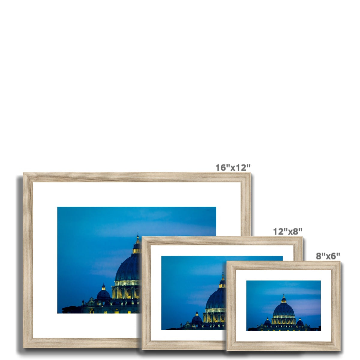 St Peter's Basilica. Vatican City at night, Rome, Italy. Framed & Mounted Print