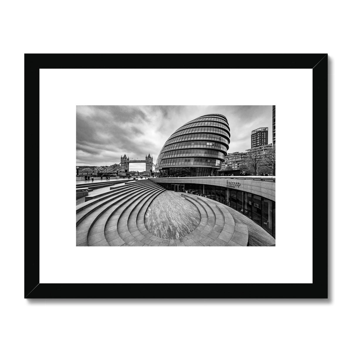City Hall and The Scoop with Tower Bridge, London. Framed & Mounted Print