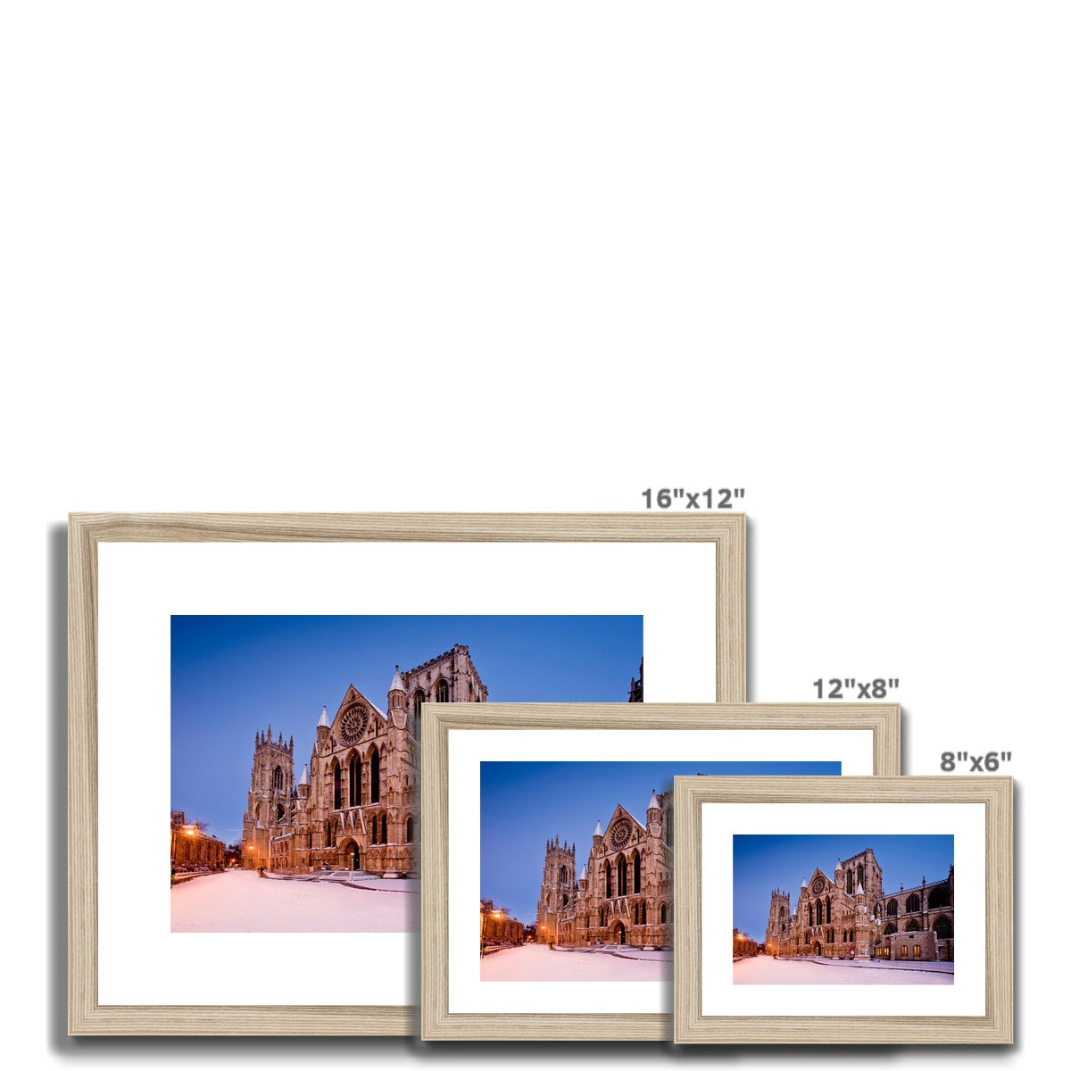 York Minster in the snow, York, UK. Framed & Mounted Print