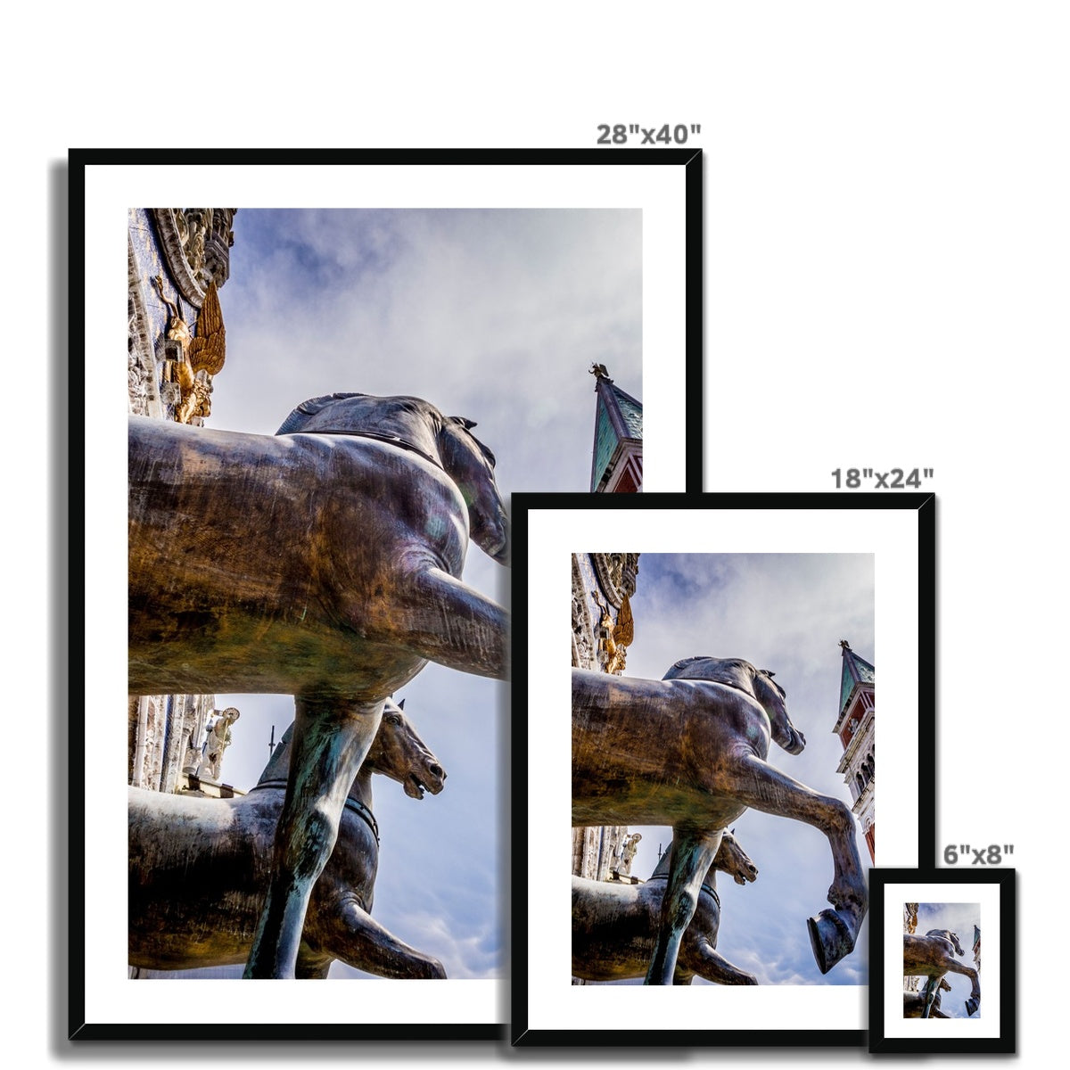 Horses of Saint Mark statues on the balcony of St Marks's basilica in Venice, Italy. Framed & Mounted Print