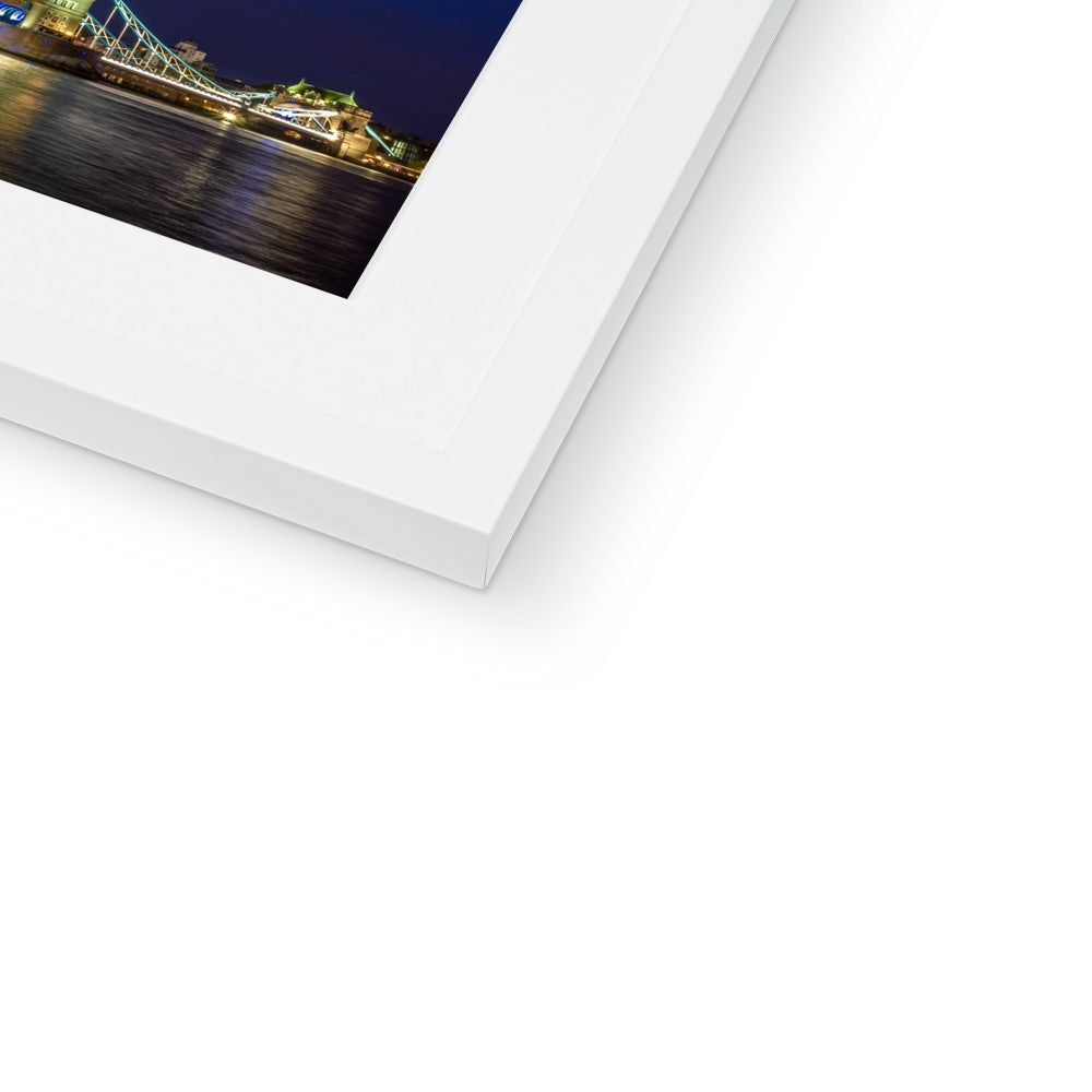 Tower Bridge over the river Thames at night, London. Framed & Mounted Print