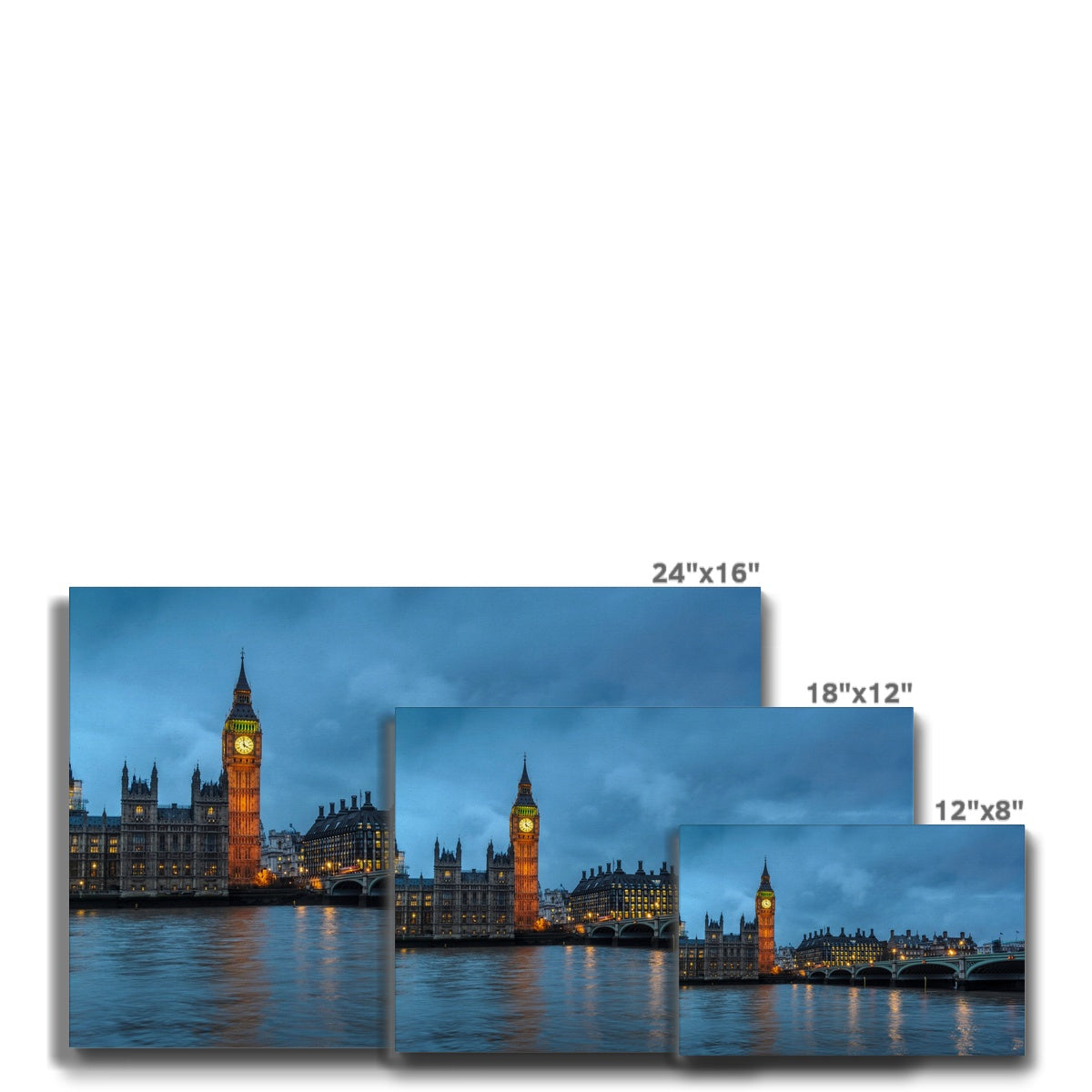 Big Ben and Houses of Parliament at dusk, Westminster, London. Canvas