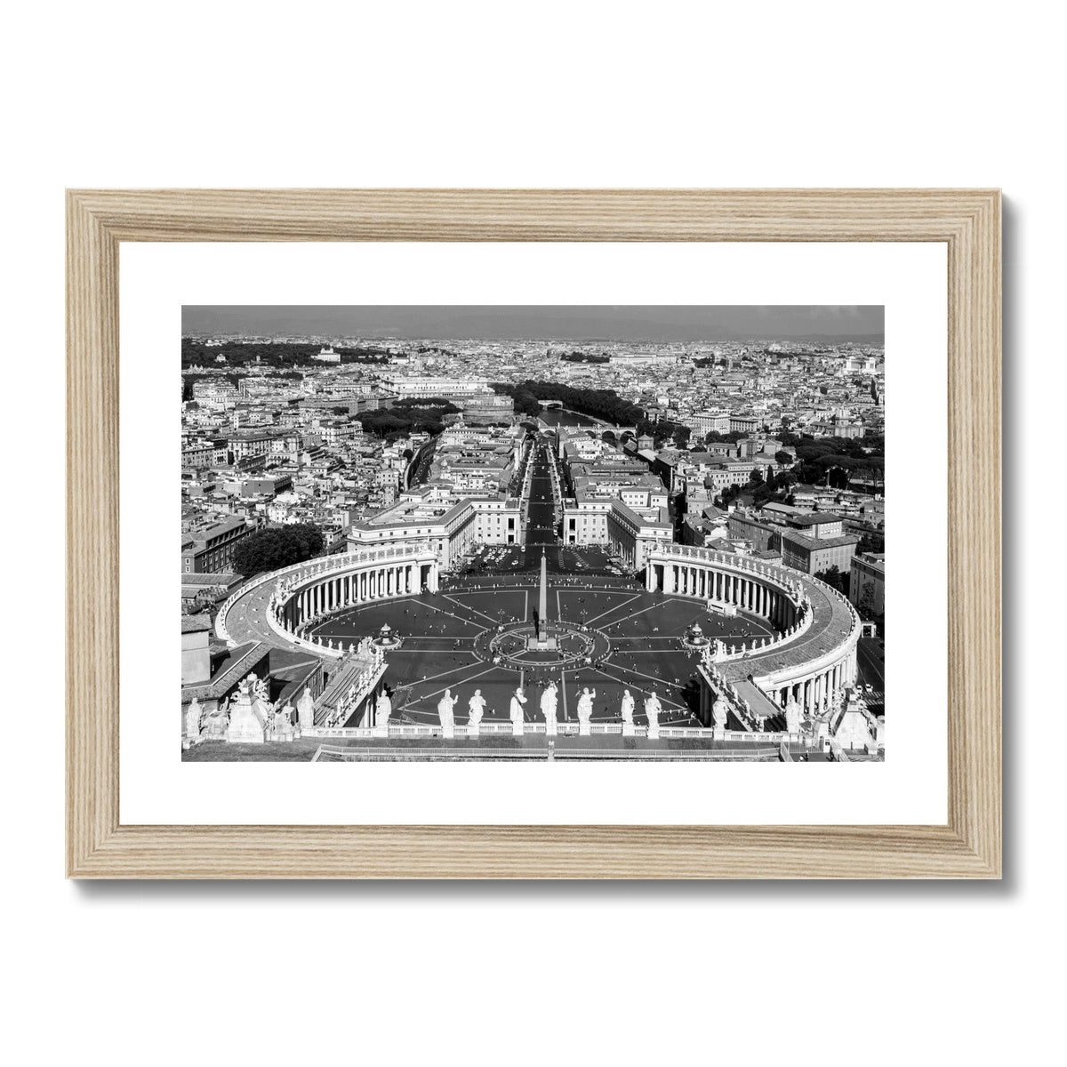 View of St Peter's Square from the dome of St. Peter's Basilica. Vatican City, Rome, Italy. Framed & Mounted Print