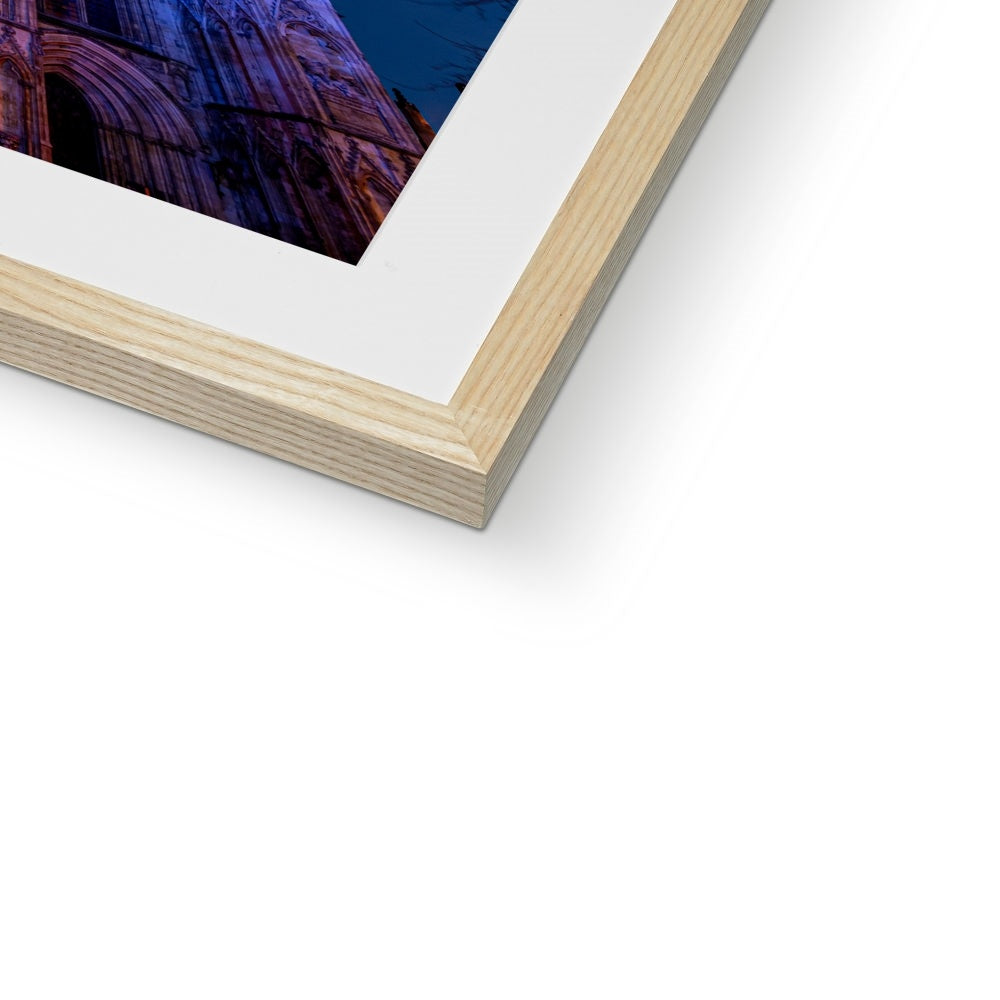 York Minster cathedral with Christmas illuminations, York, UK. Framed & Mounted Print