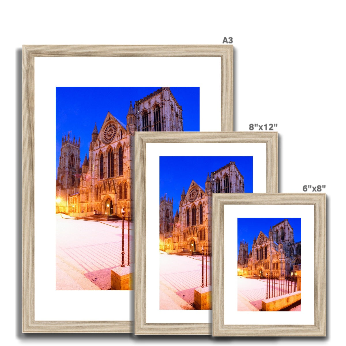 York Minster in the snow, York, UK. Framed & Mounted Print