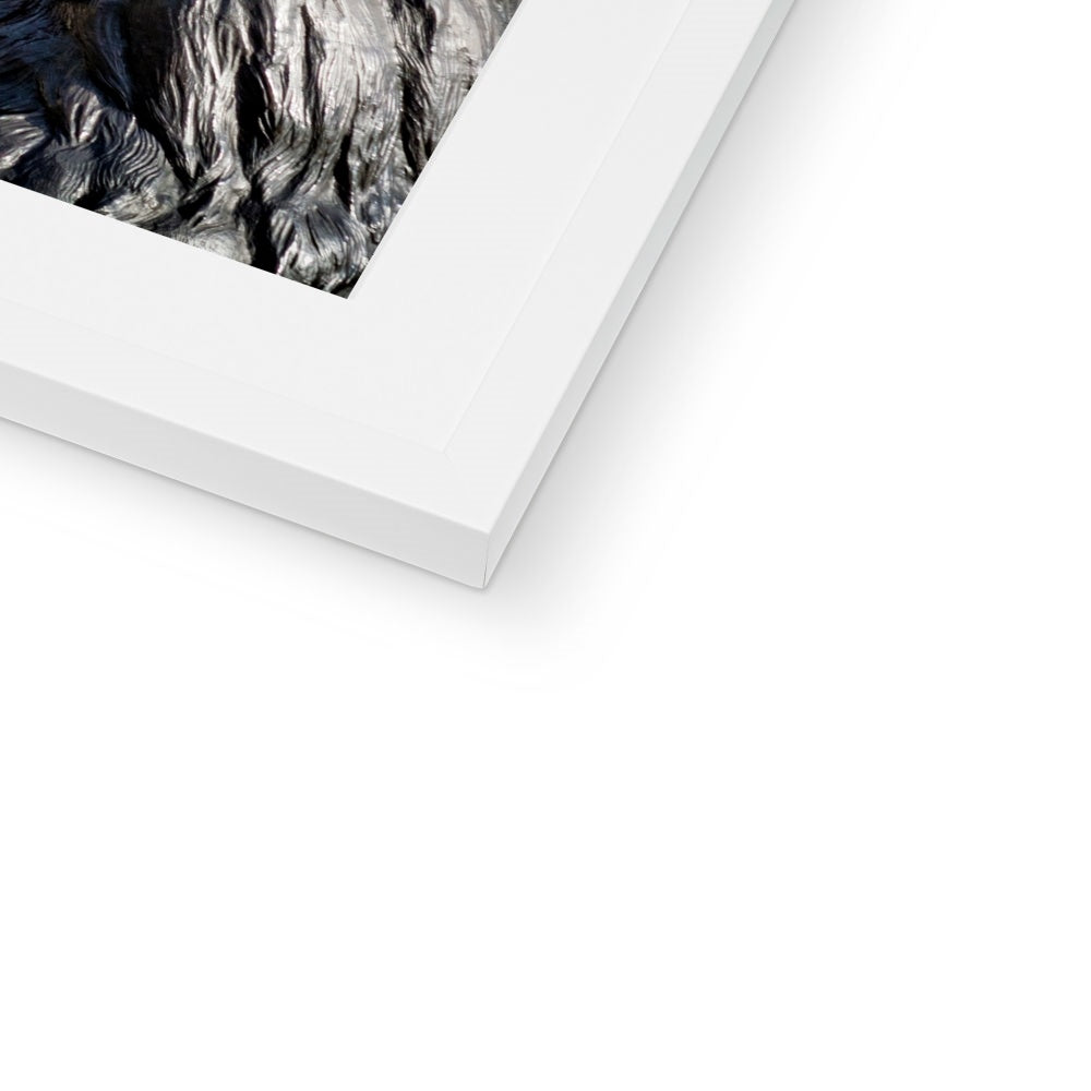 Lion statue in Trafalgar Square, with Big ben in background, London. Framed & Mounted Print