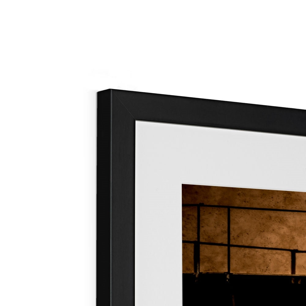 Street lamp and shadow on rendered building wall, Rome, Italy. Framed & Mounted Print