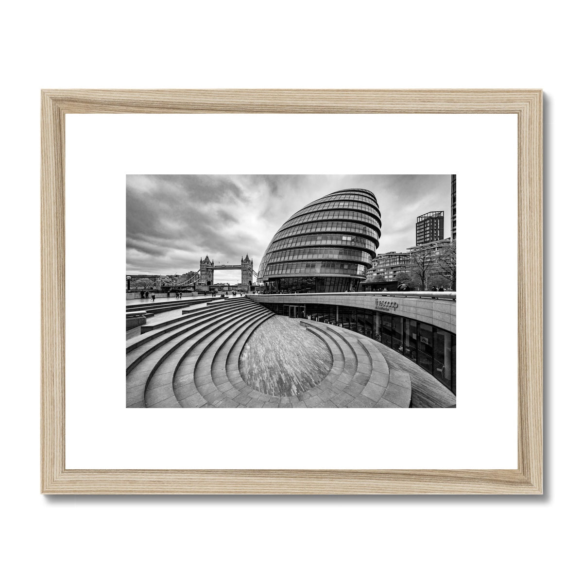City Hall and The Scoop with Tower Bridge, London. Framed & Mounted Print