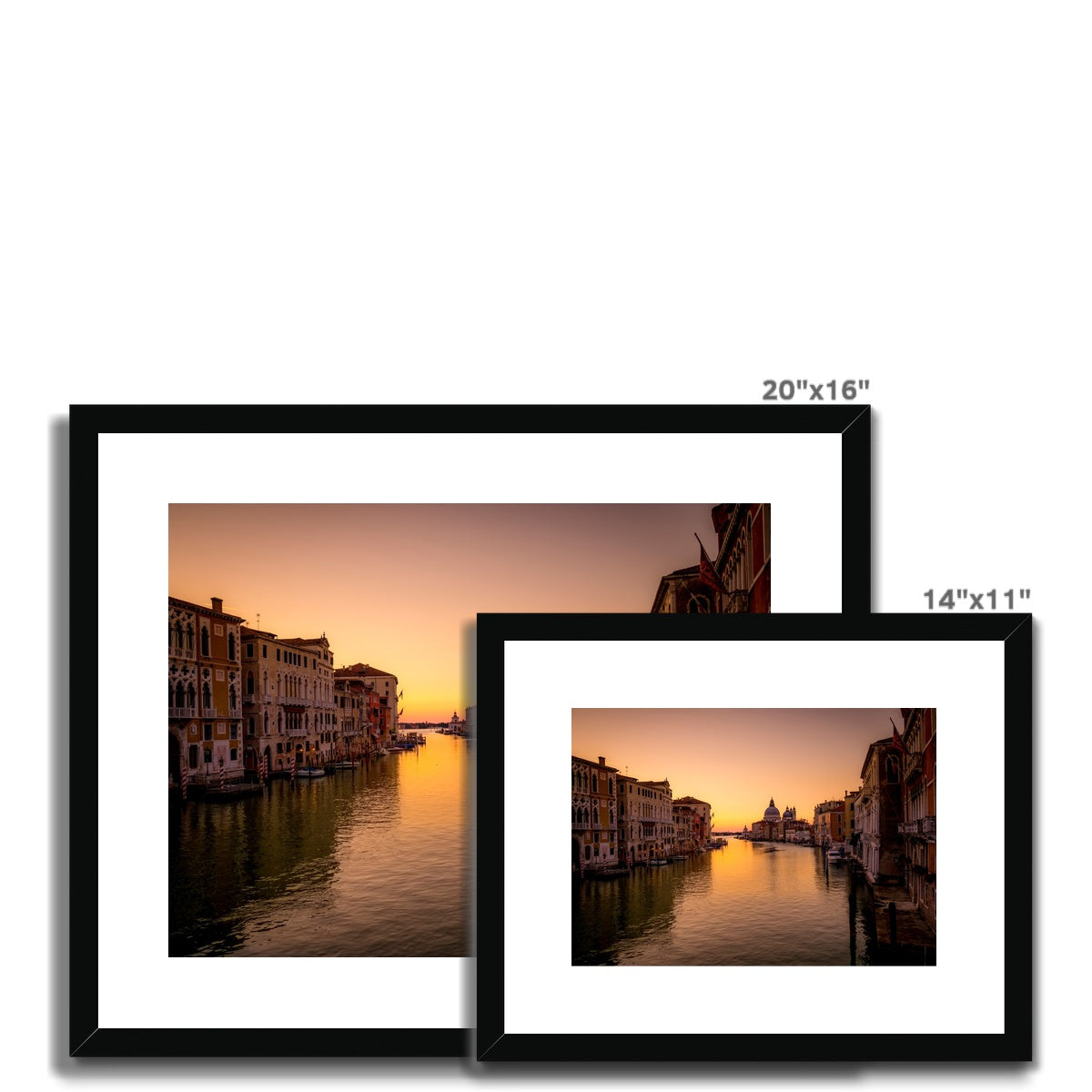 Grand Canal with Santa Maria della Salute in the distance at sunrise. Venice, Italy. Framed & Mounted Print